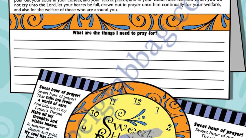 Sweet Hour of Prayer song and prayer list card