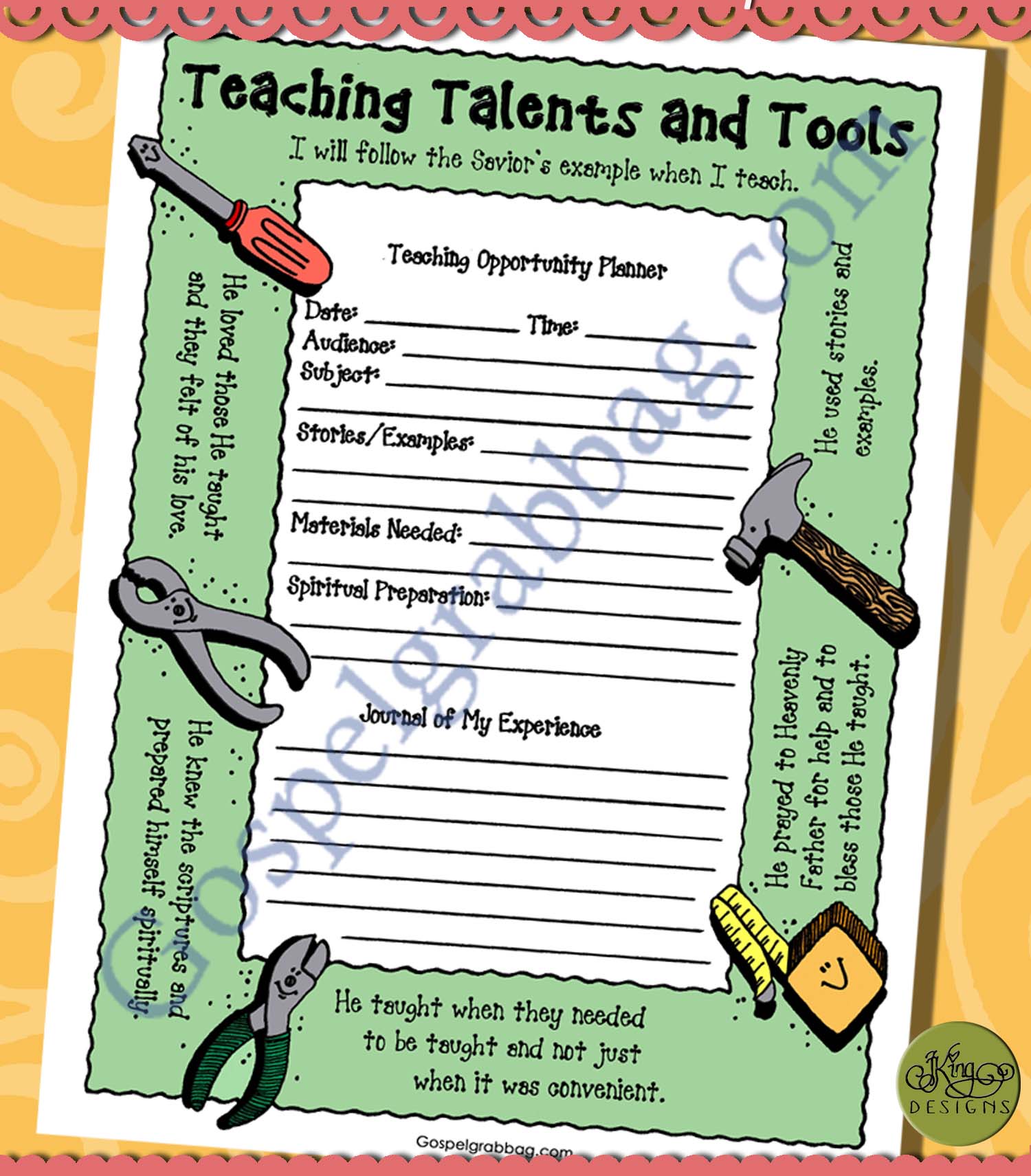 TEACH LIKE JESUS teaching talents planner