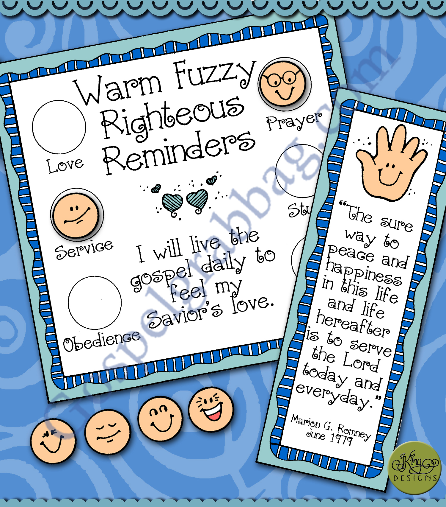 WARM FUZZY RIGHTEOUS REMINDERS poster and bookmark