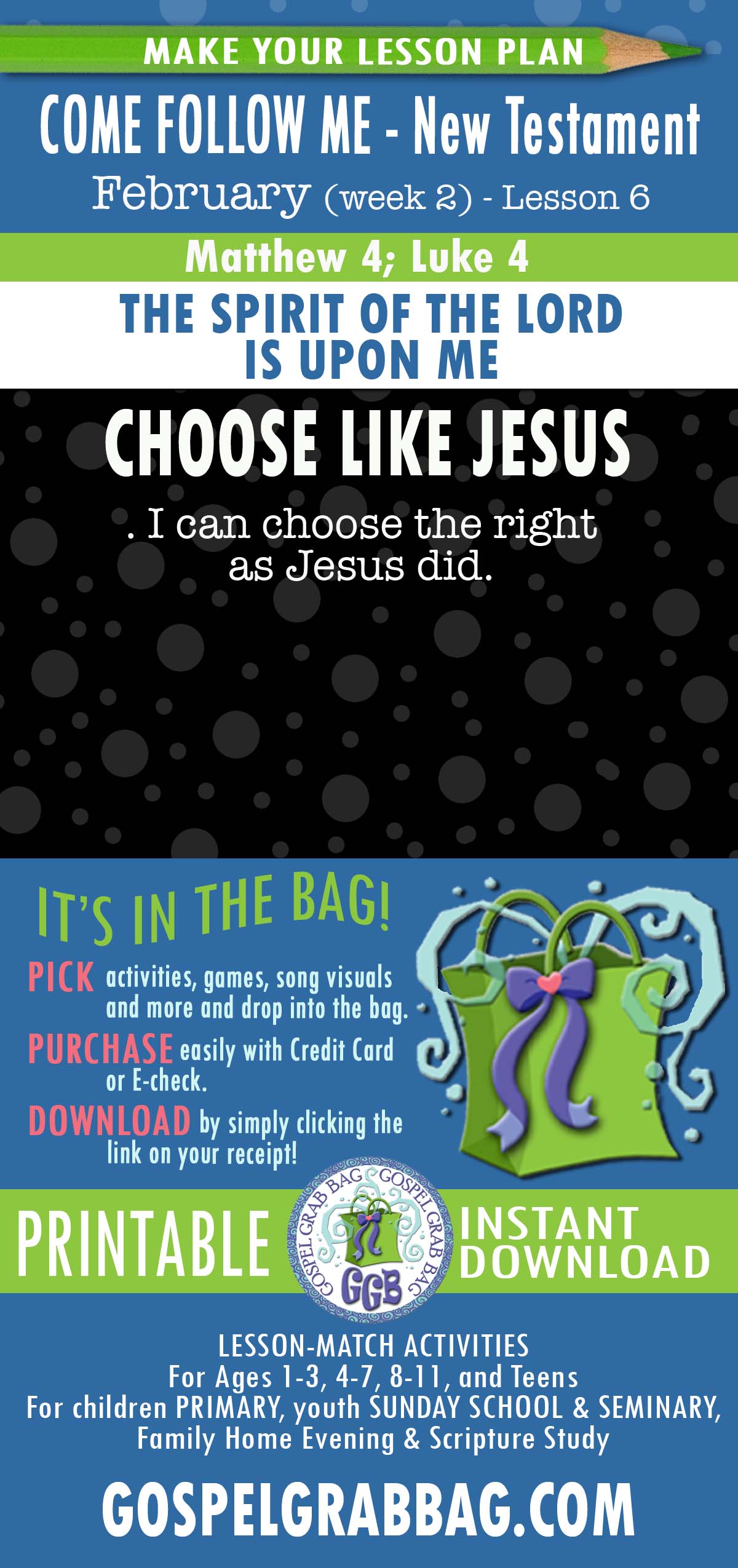 Lesson Ideas for "I can choose the right as Jesus did."