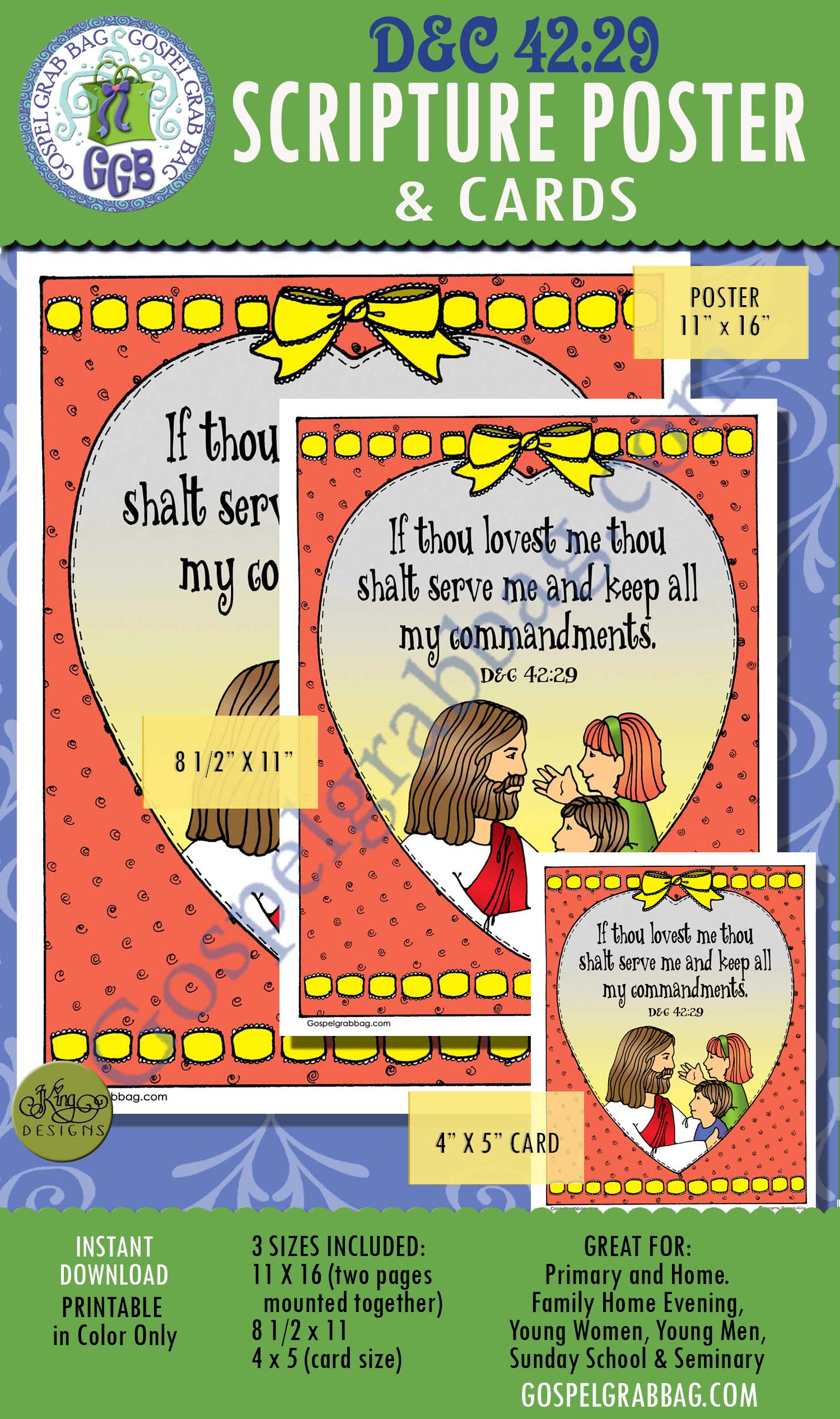 Doctrine and Covenants 42:29 love & service scripture poster/card