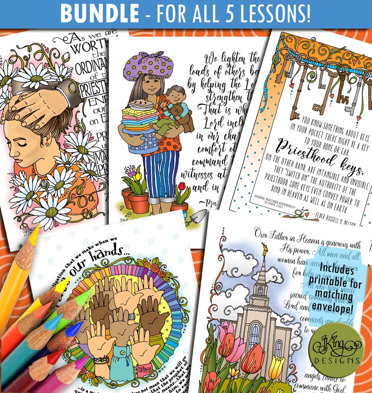 Quotes to Color - ColorQuotes for June, Young Women, Come Follow Me Theme: Priesthood and Priesthood Keys, printables, bundle, kit, GospelGrabBag.com