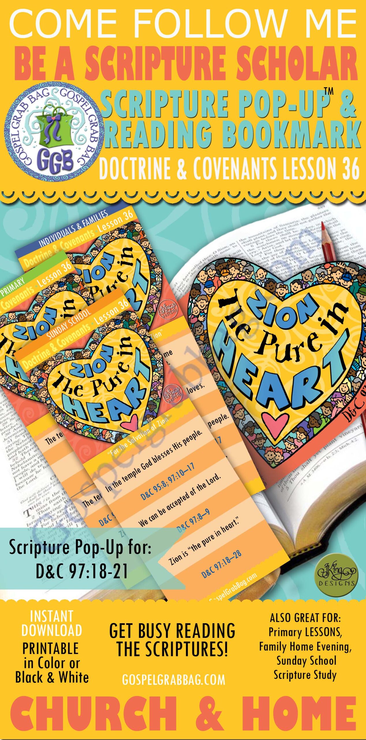 "For the Salvation of Zion" bookmarks & pop-ups for Come Follow Me D&C Sept.