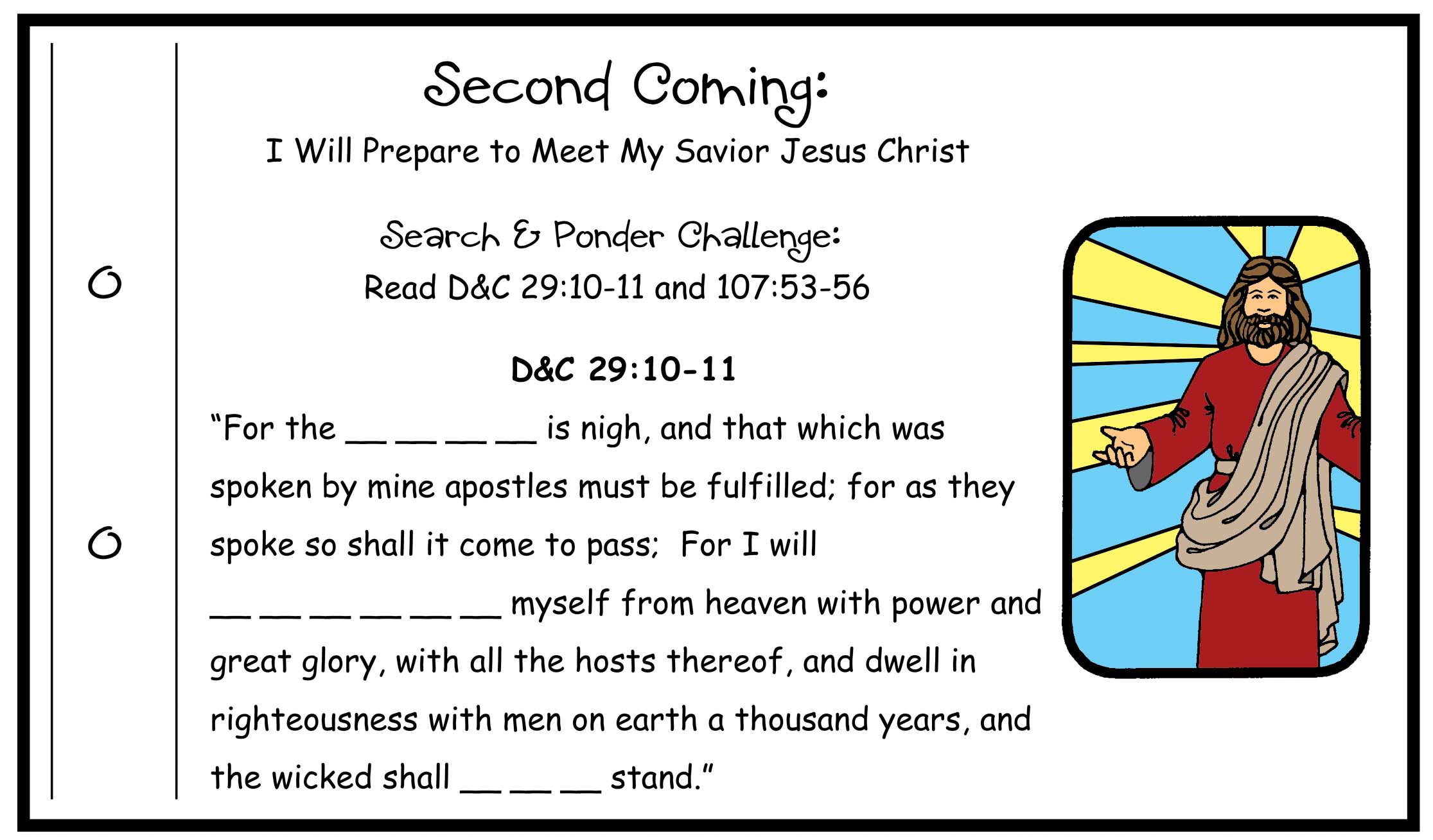 D&C 29:10-11 Scripture Challenge Card for SECOND COMING lesson