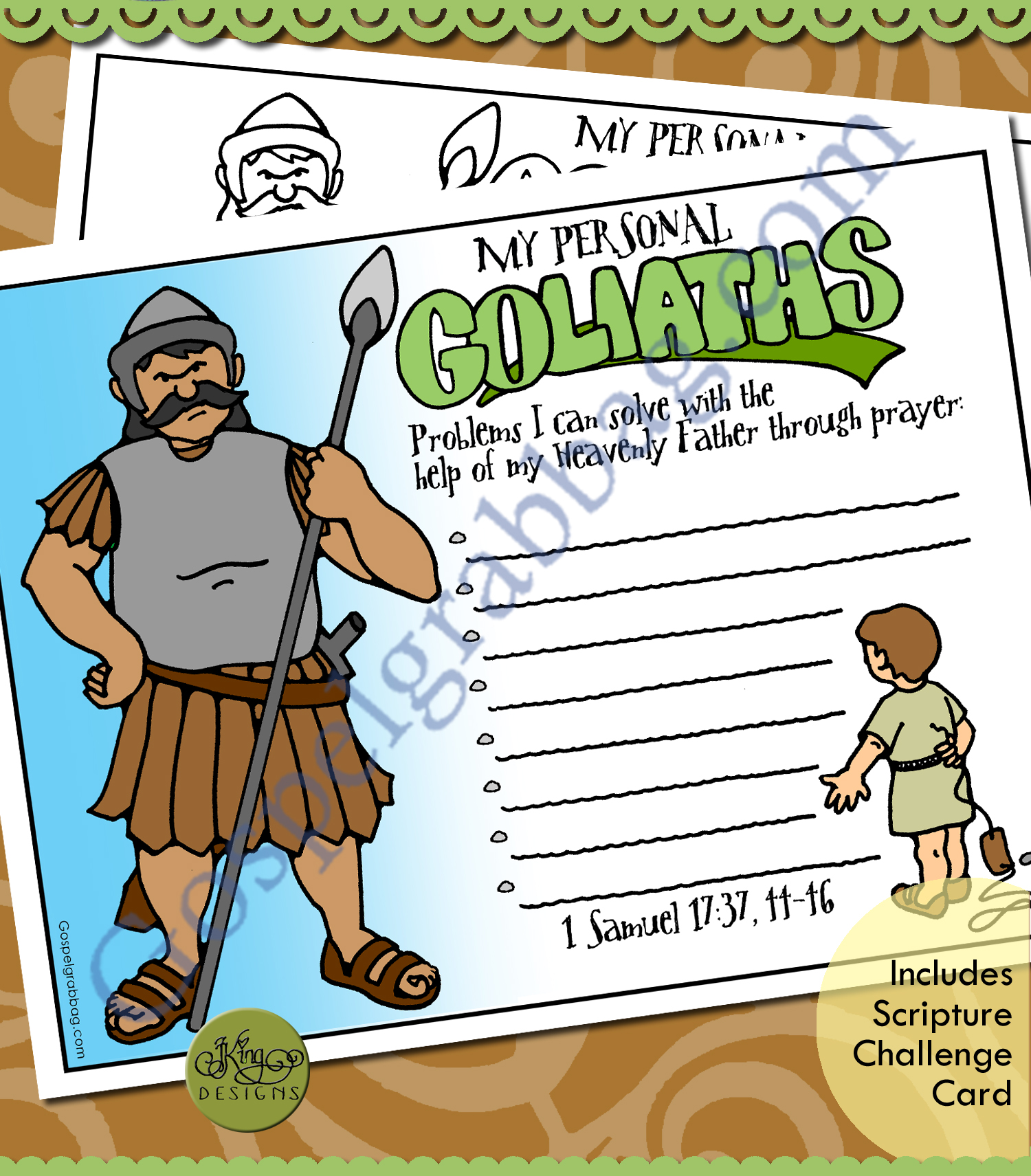 David & Goliath LESSON LIFESAVER ACTIVITY: My Personal Goliaths Prayer Journal