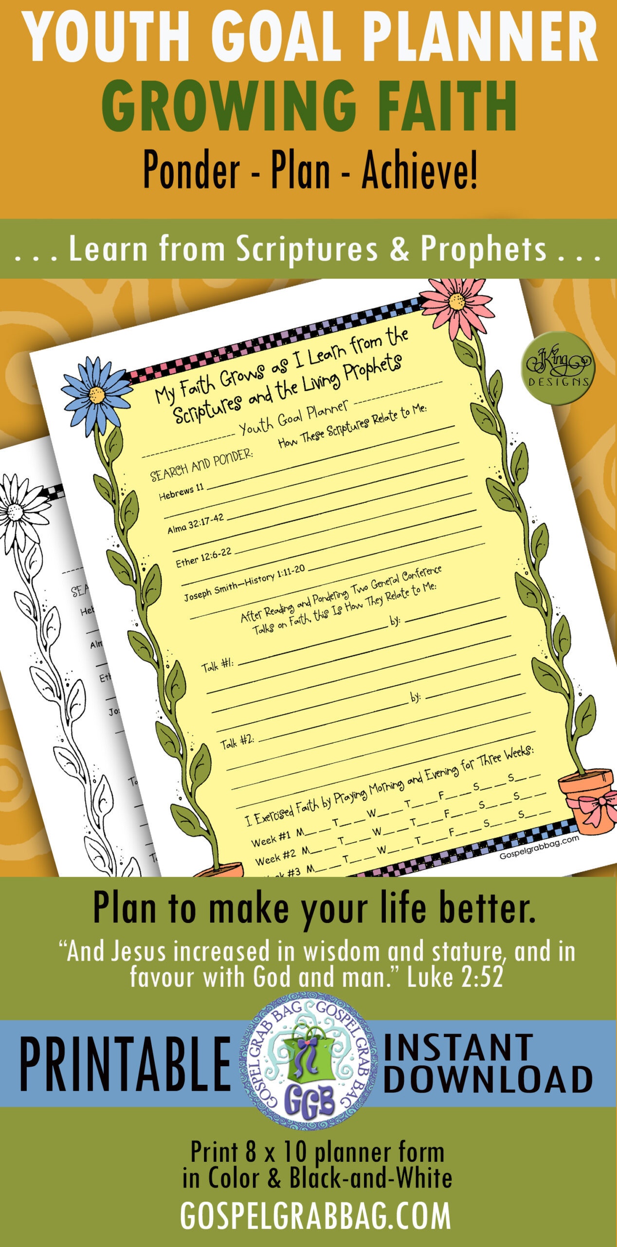 CREATE FAITH with this goal planner form for youth