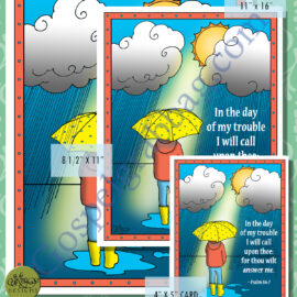 PSALM 86:7 scripture poster/card set “In the day of my trouble I will call upon thee ….”