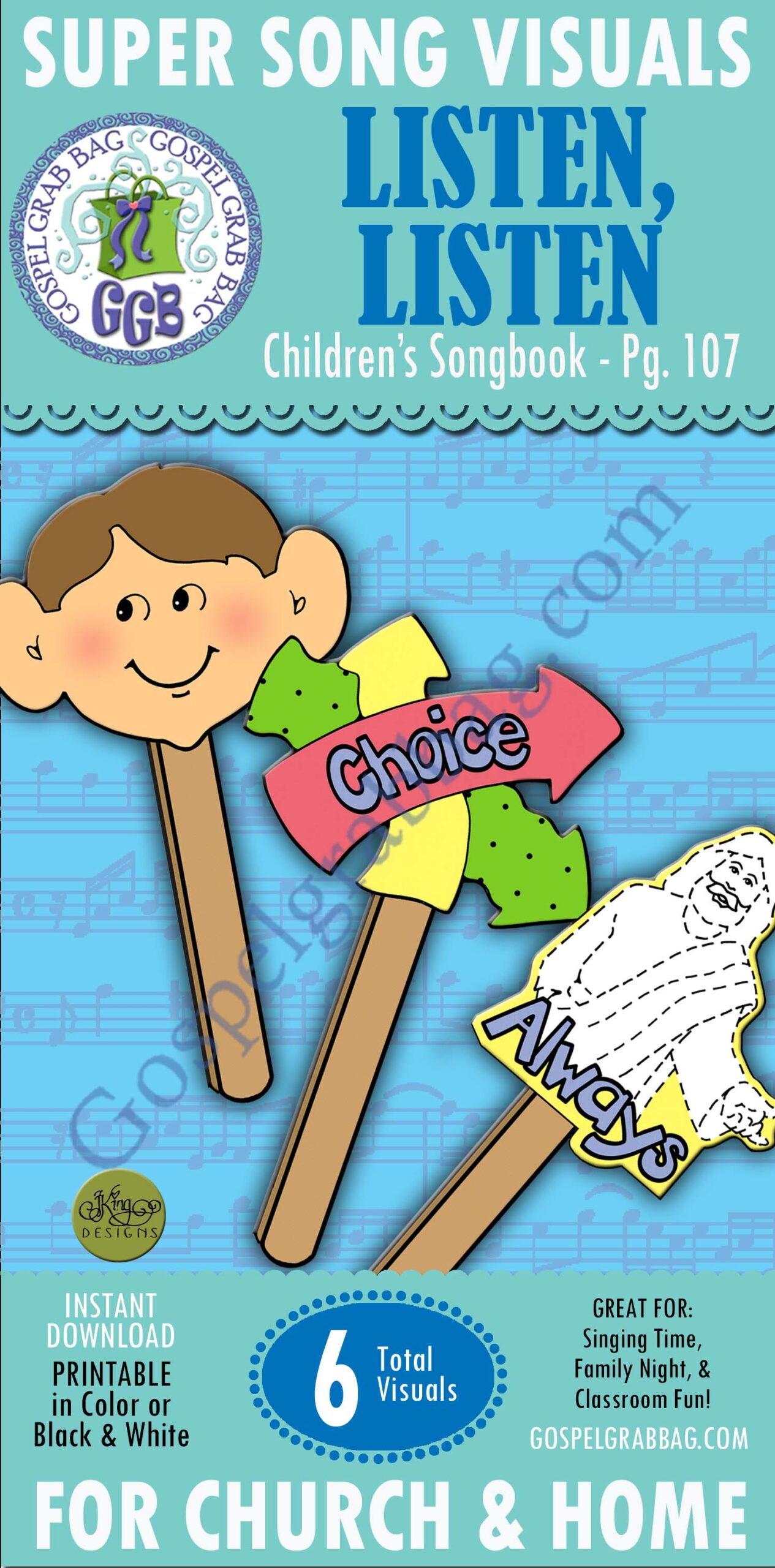 Listen, Listen song visuals, Children's songbook p. 107