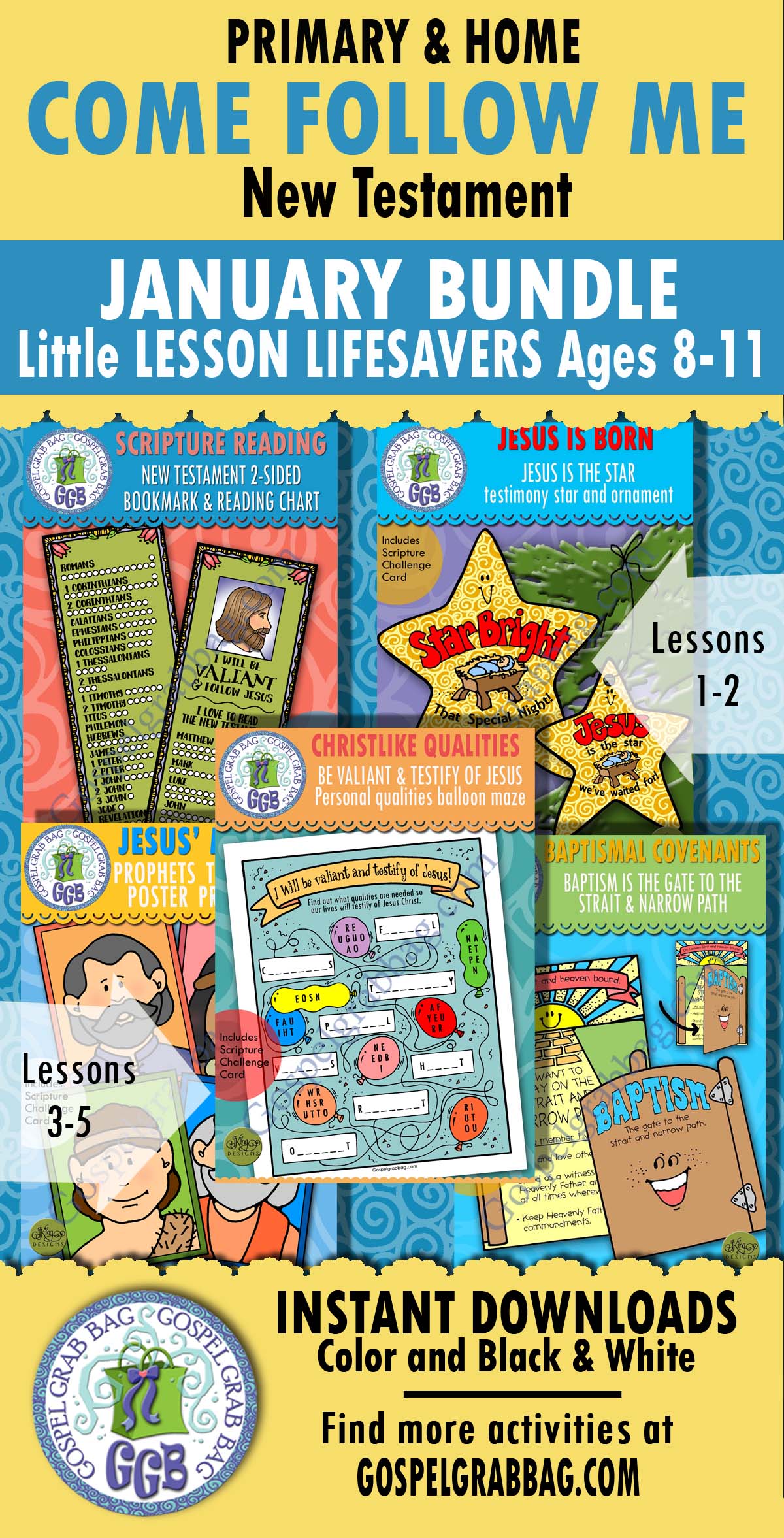 Ages 8-11 LESSON ACTIVITIES New Testament Come Follow Me Bundle for January