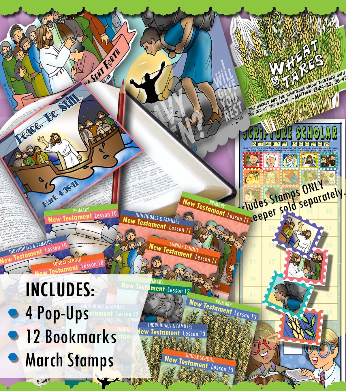 Scripture Scholars - New Testament March bookmarks and pop-ups Matthew; Mark; Luke