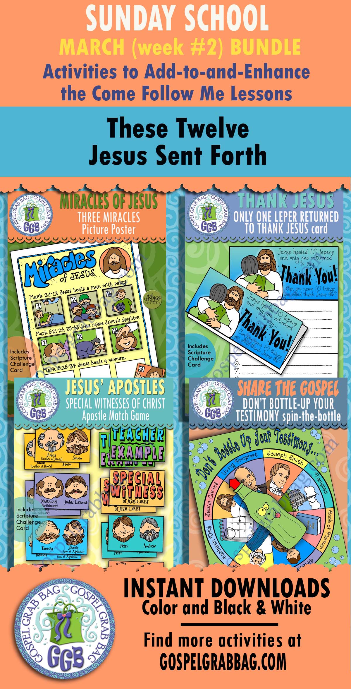 SUNDAY SCHOOL Come Follow Me "These Twelve Jesus Sent Forth" Activities