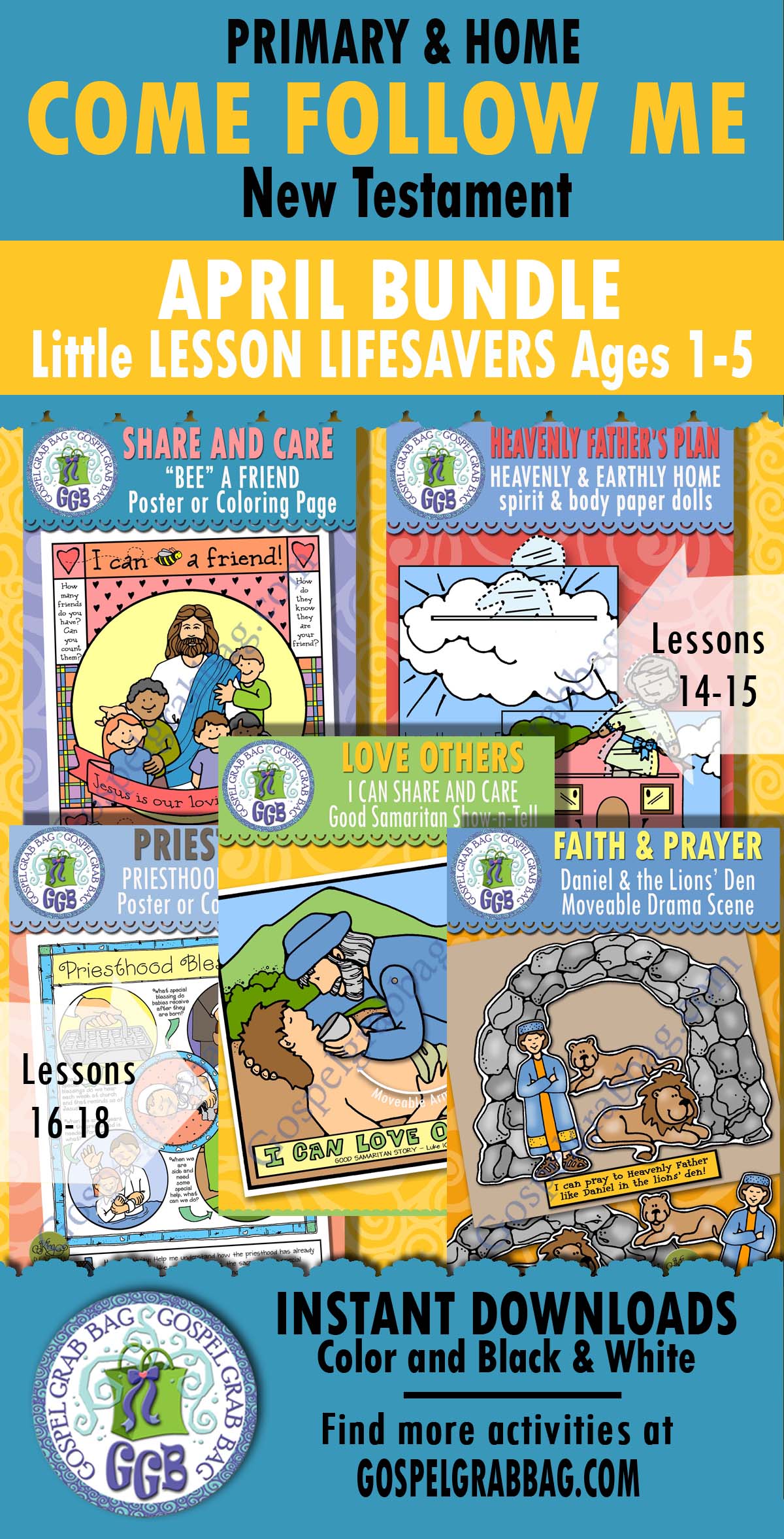 Ages 1-5 Activities for April - New Testament COME FOLLOW ME