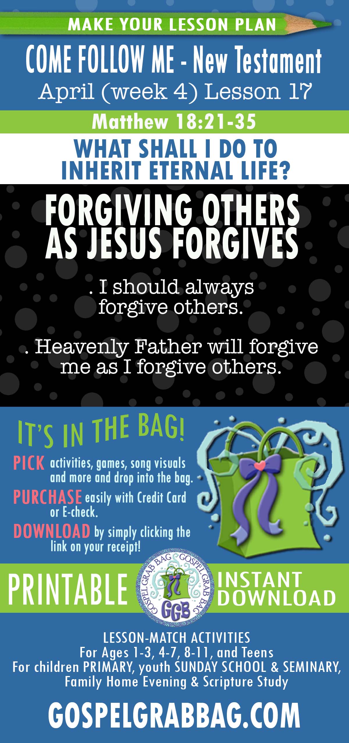 Come Follow Me Lesson Activities for “What Shall I Do to Inherit Eternal Life?”