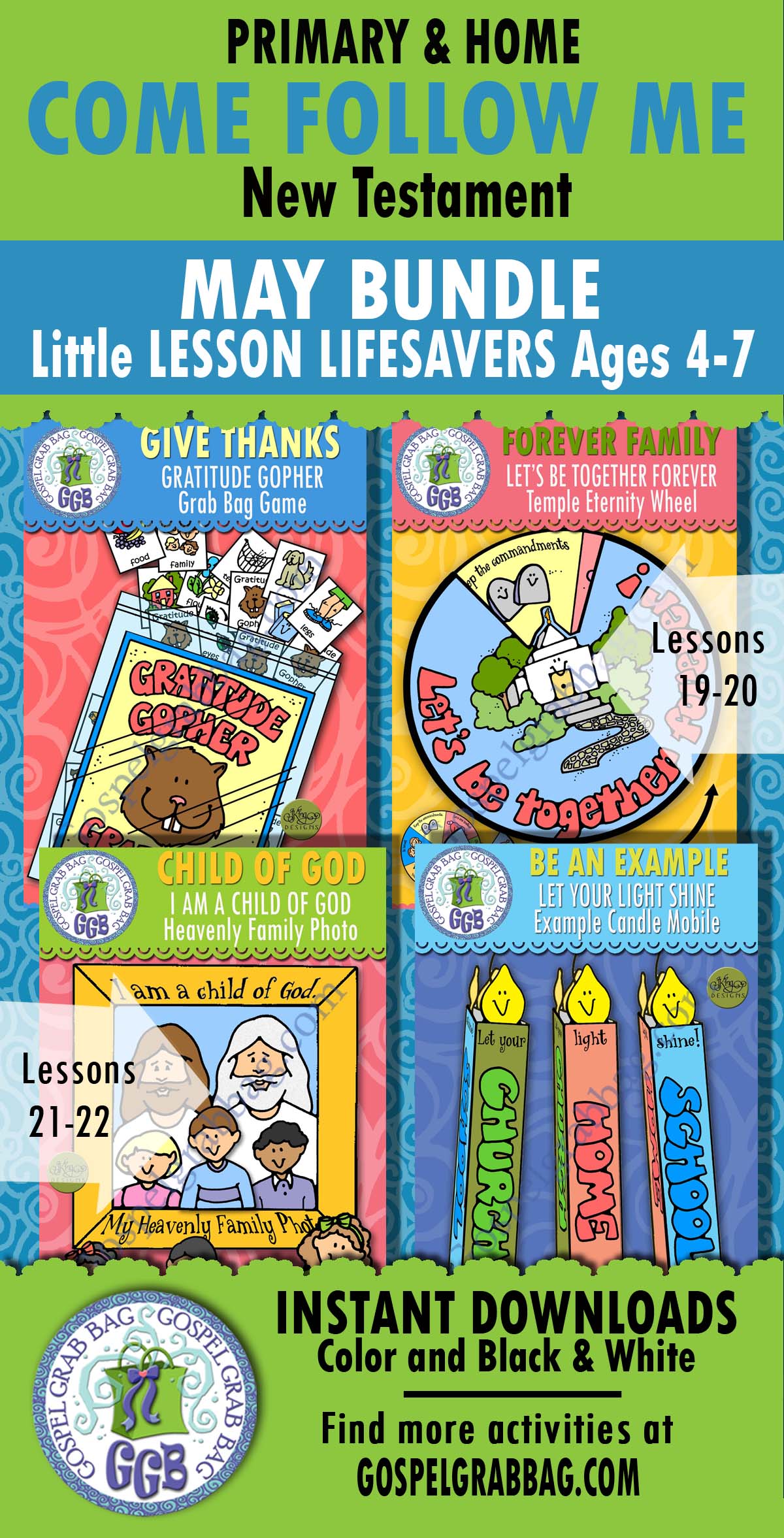 Ages 4-7 lesson activities for COME FOLLOW ME lessons - Bundle for May - New Testament
