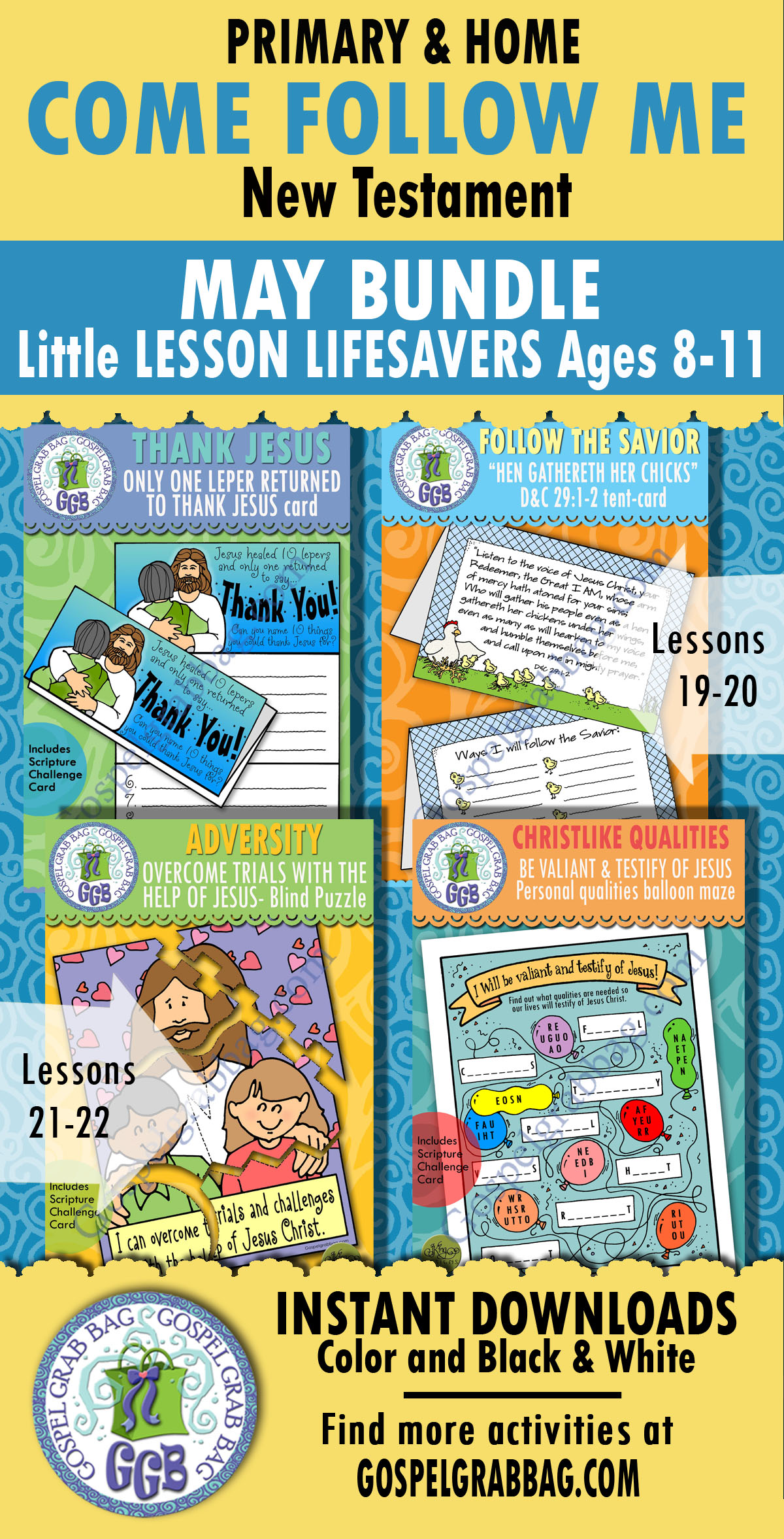 Ages 8-11 lesson activities for COME FOLLOW ME lessons - Bundle for May - New Testament