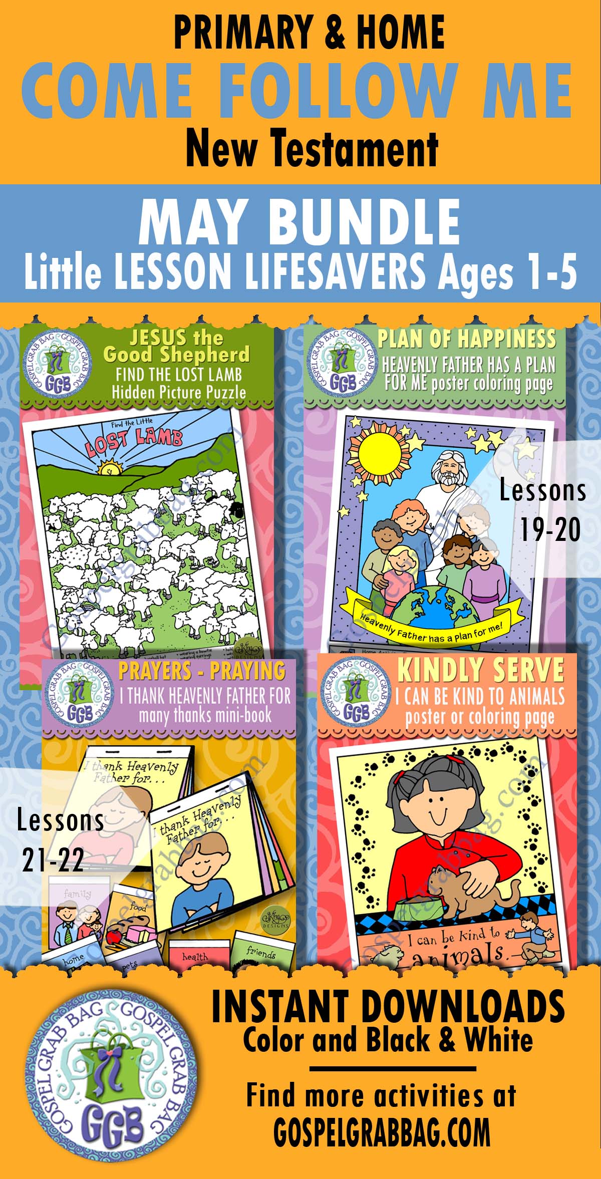 Ages 1-5 lesson activities for COME FOLLOW ME lessons - Bundle for May - New Testament