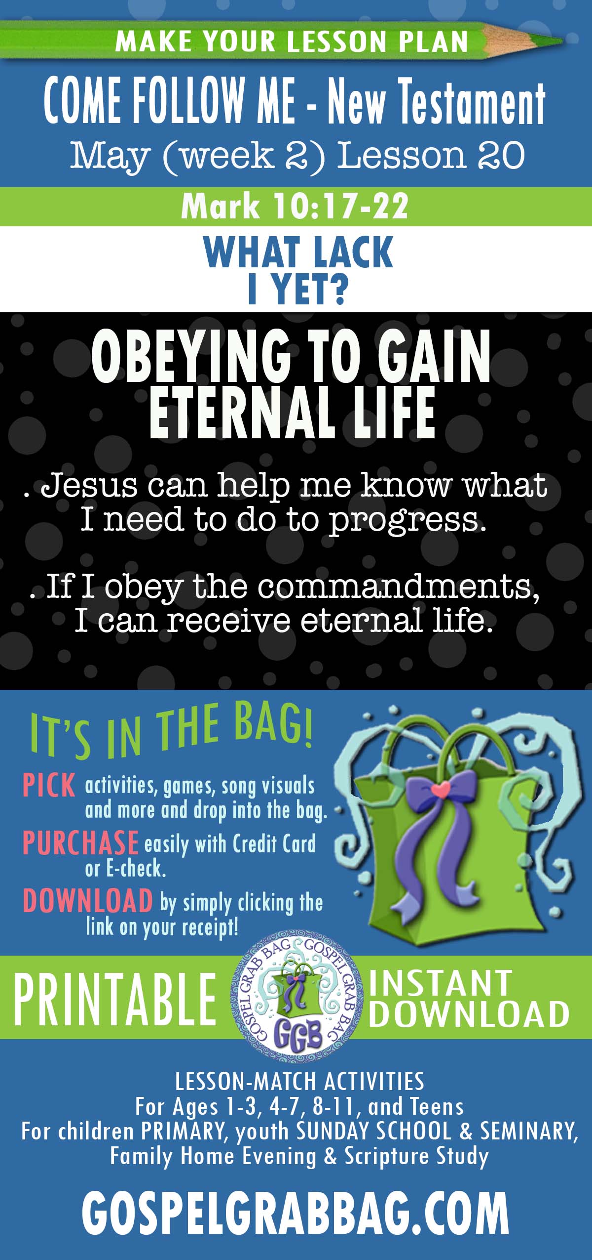 ACTIVITIES FOR “What Lack I Yet?”