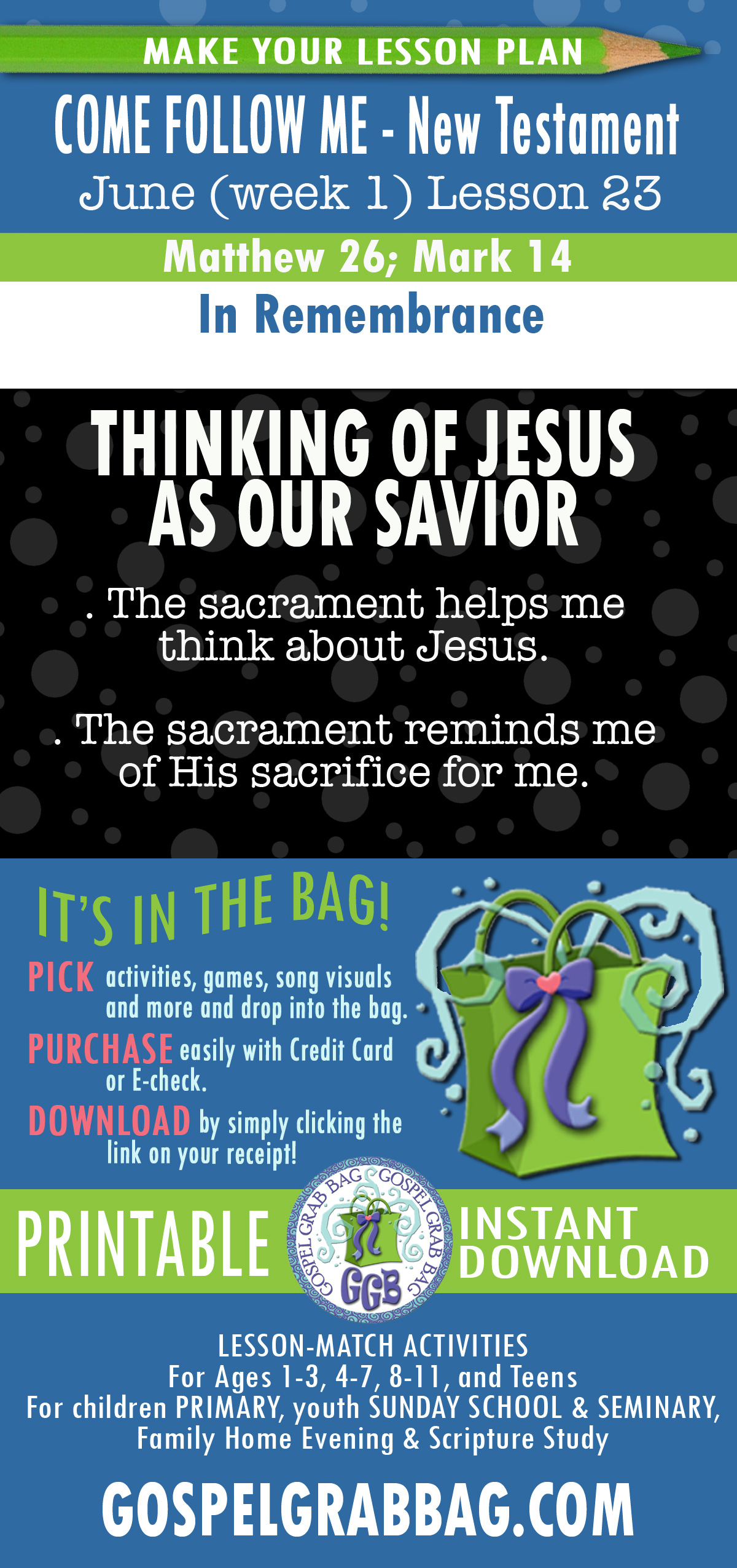 "In Remembrance" NEW TESTAMENT Come Follow Me Lesson Activities - June