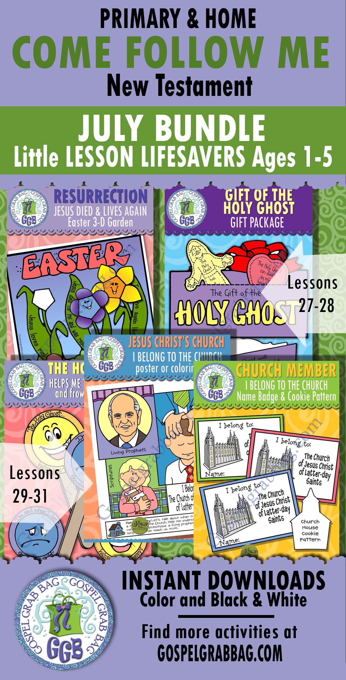 AGES 1-5 Activities for July New Testament COME FOLLOW ME weeks 1-5