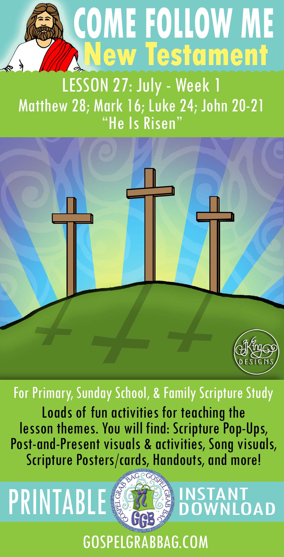 "He Is Risen" Activities for Primary Come Follow Me - New Testament JULY week 1