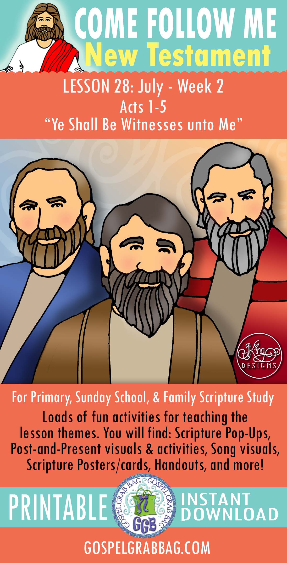 "Ye Shall Be Witnesses unto Me" Activities for Primary Come Follow Me - New Testament JULY week 2