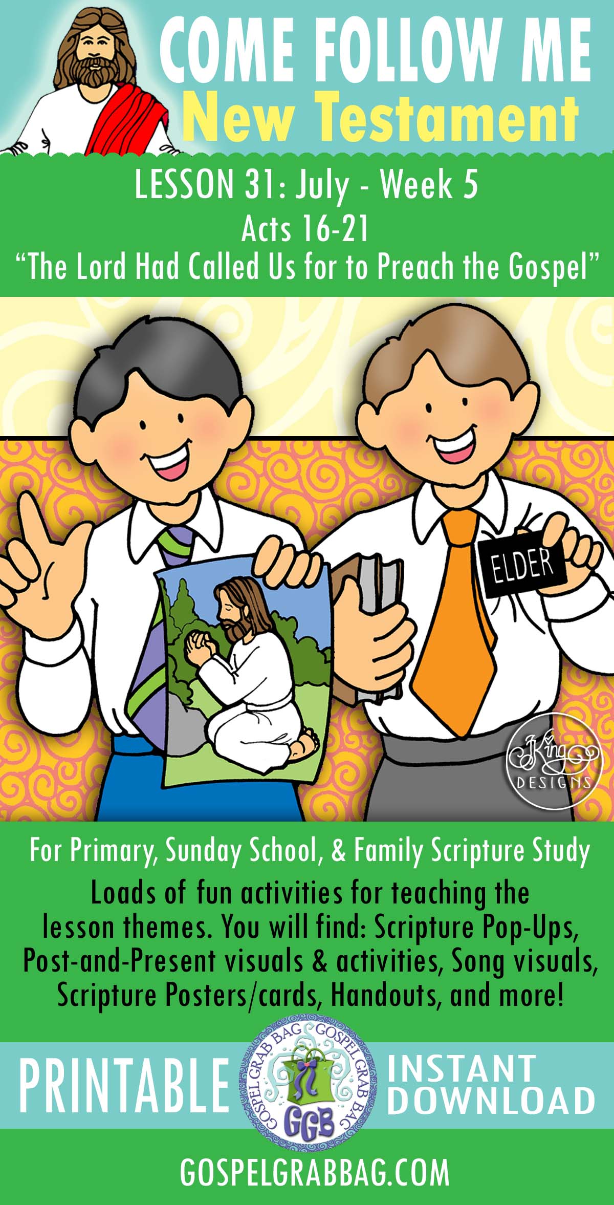 "The Lord Had Called for to Preach the Gospel" Activities for Primary Come Follow Me - New Testament JULY week 5