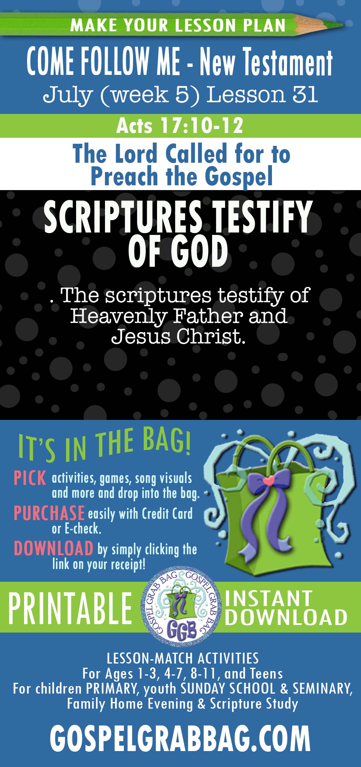 SCRIPTURES Activities for Come Follow Me July - New Testament - Acts 17:10-12