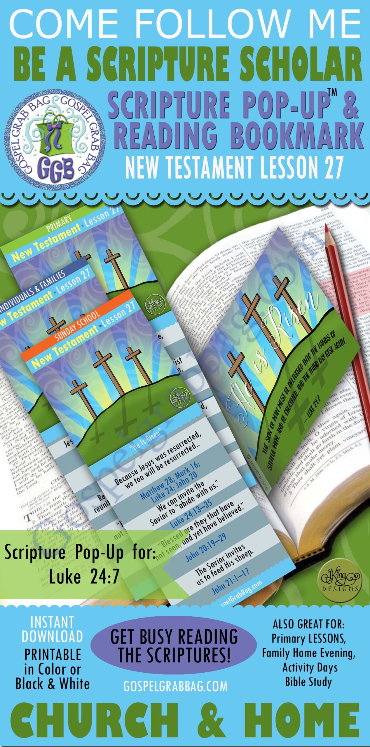 "He Is Risen" Scripture Scholars for Primary Come Follow Me - New Testament JULY week 1