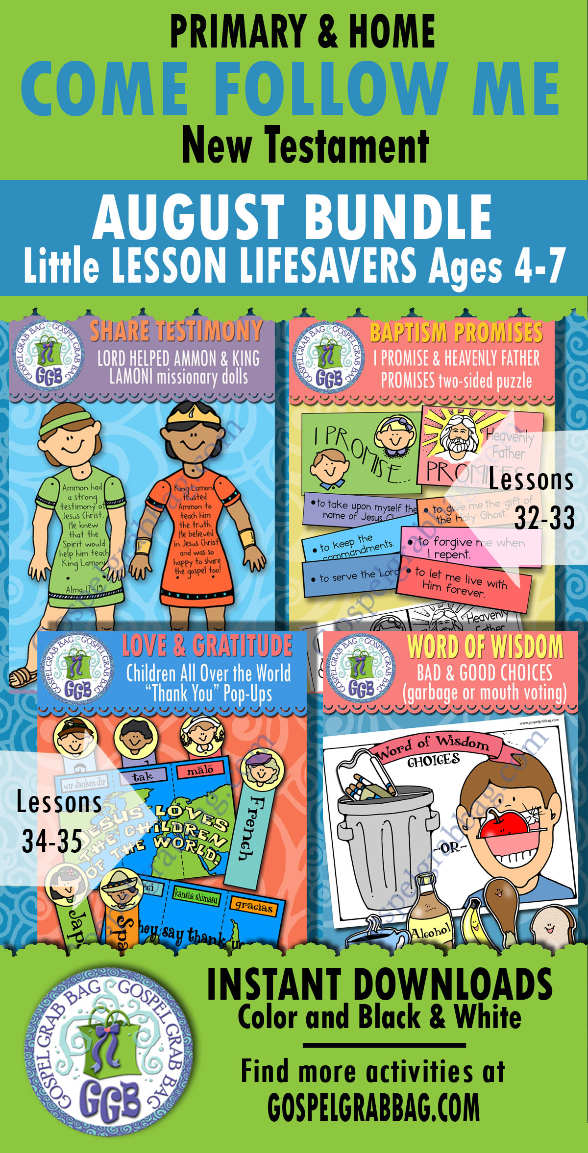ACTIVITIES for Ages 4-7 for COME FOLLOW ME lessons for August New Testament