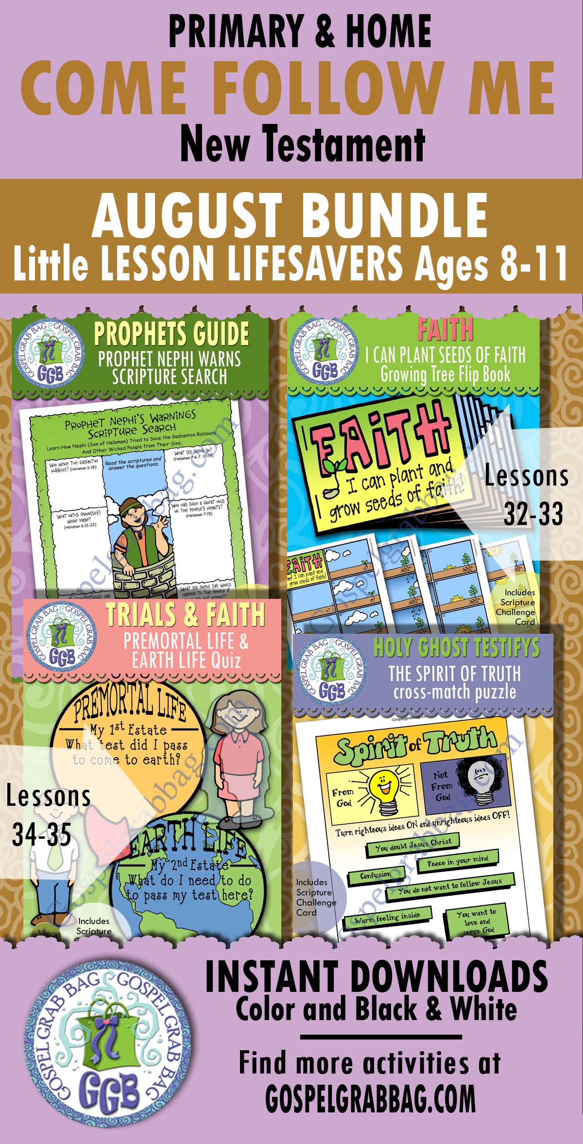 ACTIVITIES for Ages 8-11 for COME FOLLOW ME lessons for August New Testament
