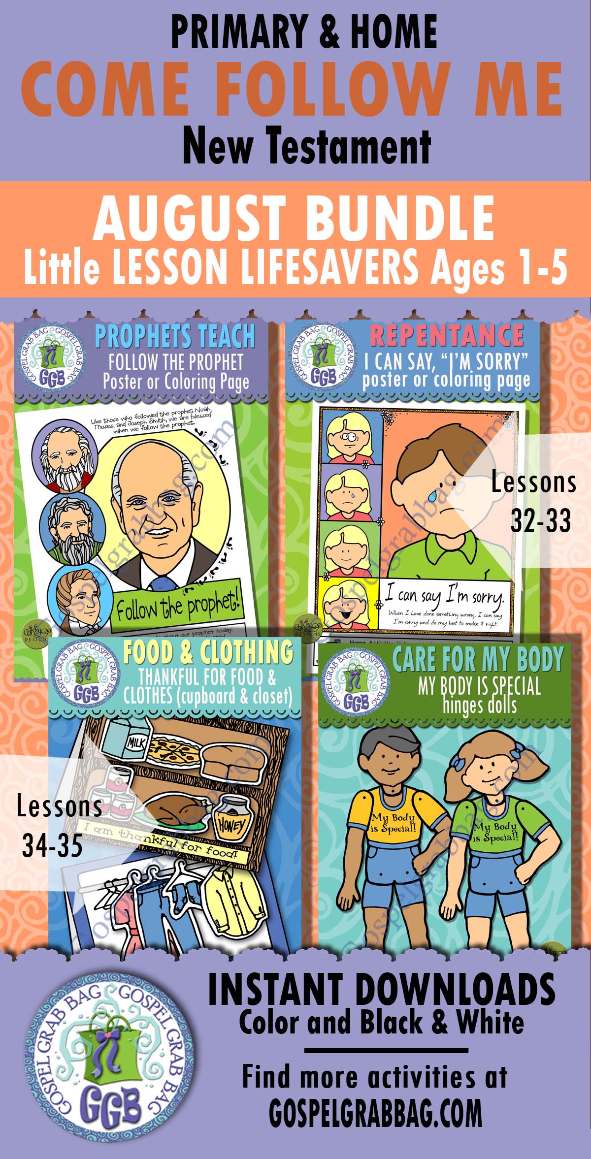 ACTIVITIES for Ages 1-5 for COME FOLLOW ME lessons for August New Testament
