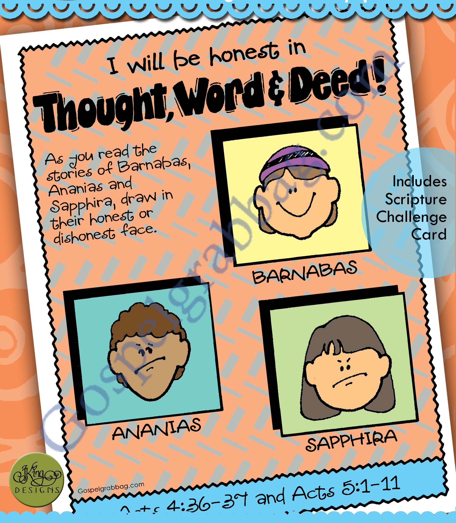 HONESTY lesson activity "Drawing Honest and Dishonest Faces - story Acts 4:36-37