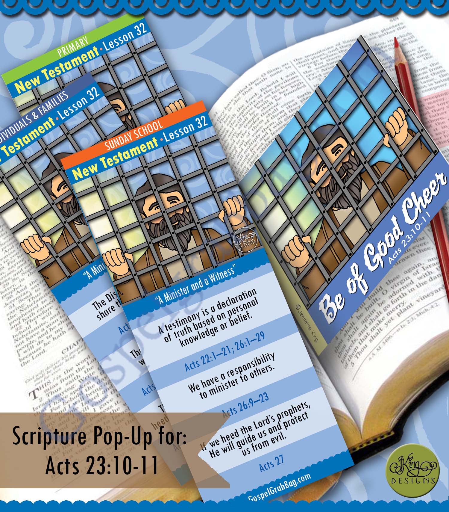 SCRIPTURE SCHOLARS reading bookmark and pop-up "A Minister and a Witness" COME FOLLOW ME - New Testament lesson activities for AUGUST (week 1)
