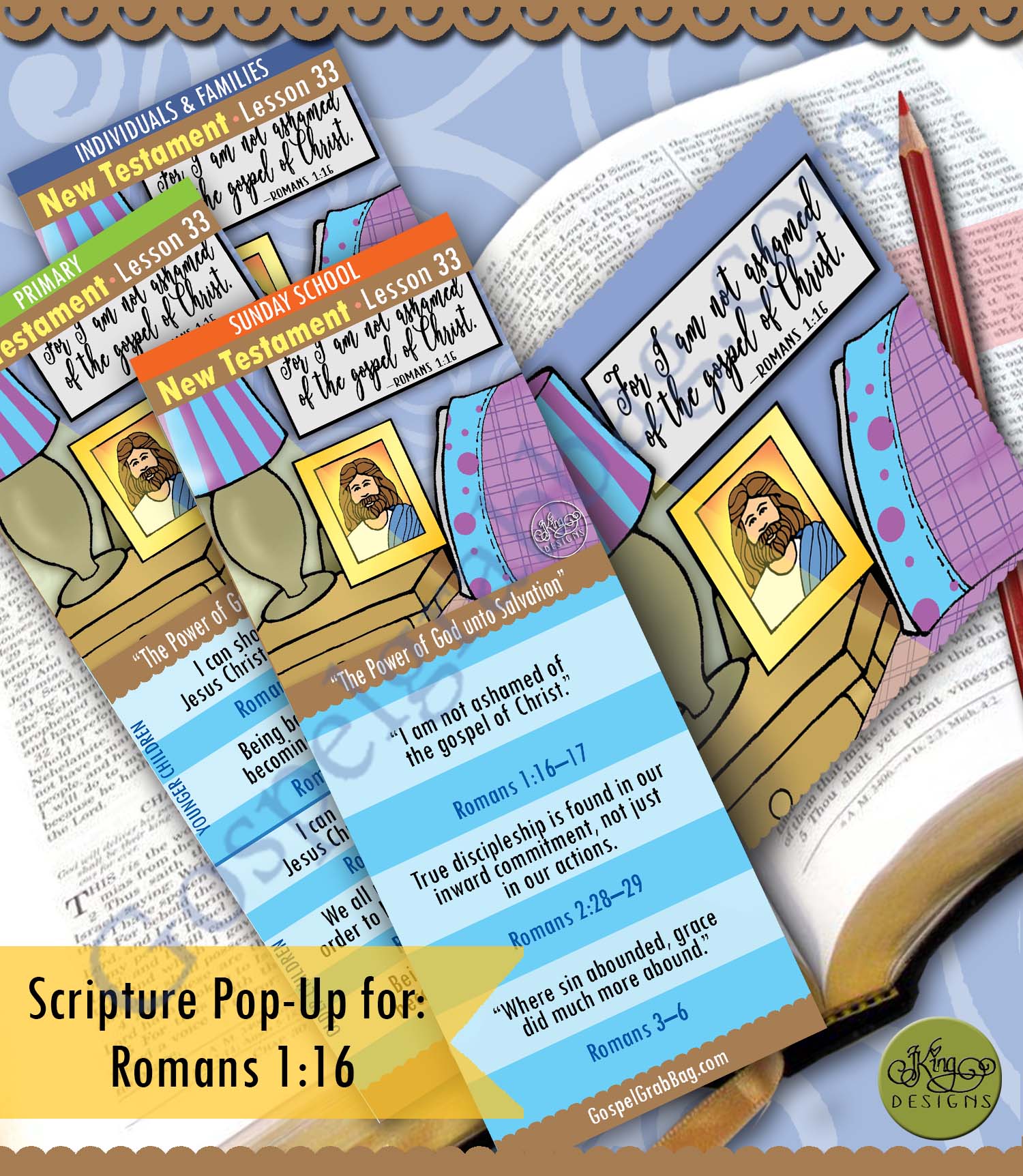 Romans 1:16 SCRIPTURE SCHOLARS "The Power of God unto Salvation" scripture reading bookmarks and pop-ups