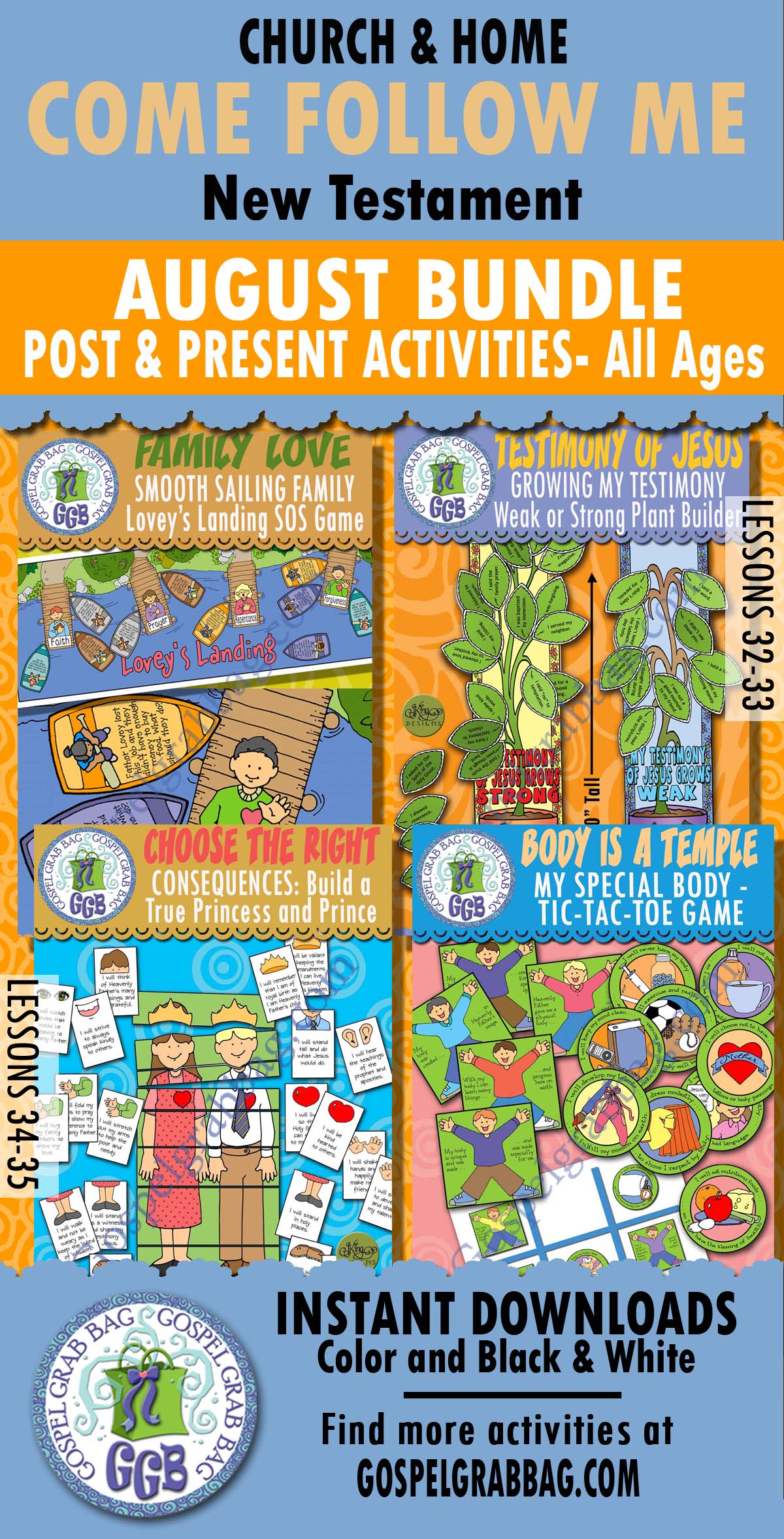 Post-and-Present Activities for COME FOLLOW ME lessons for August New Testament 