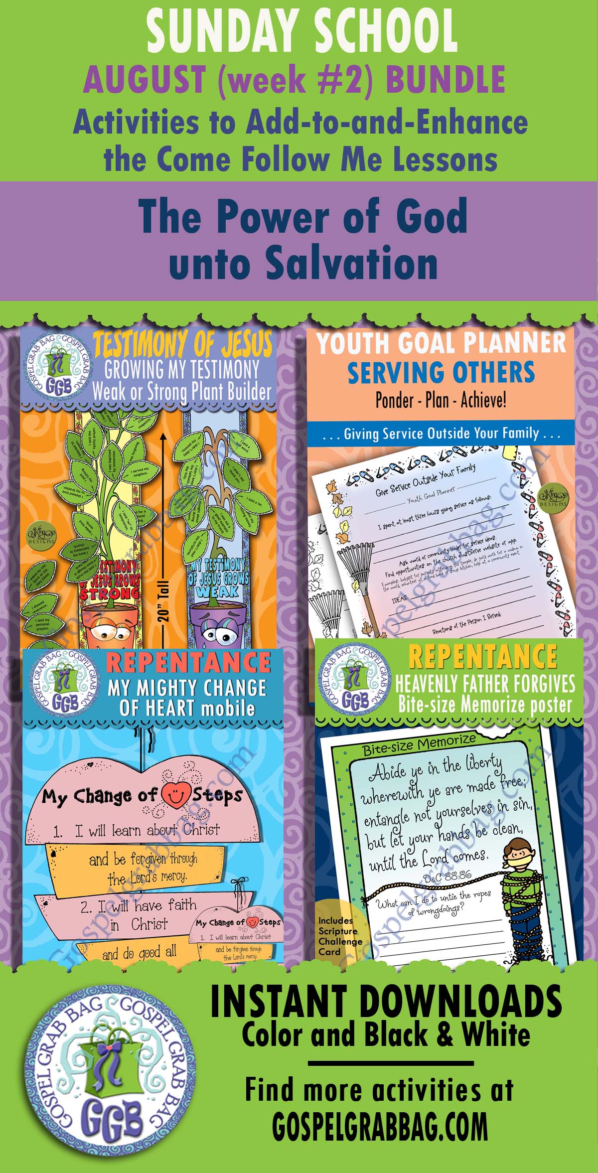 SUNDAY SCHOOL "The Power of God unto Salvation" lesson activities for AUGUST