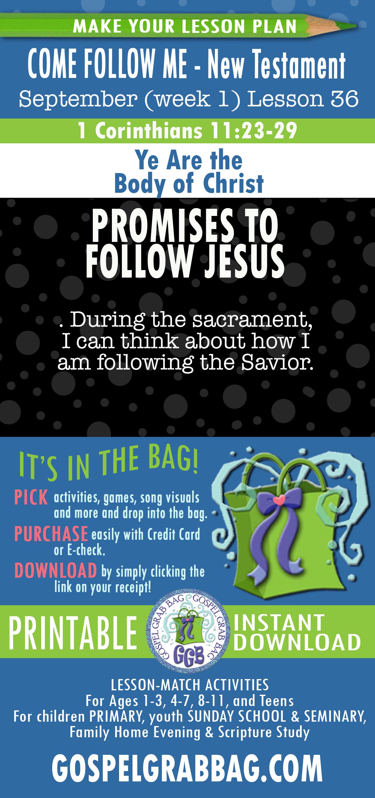 "Ye Are the Body of Christ" New Testament Lesson 36 - September week 4 ACTIVITIES 