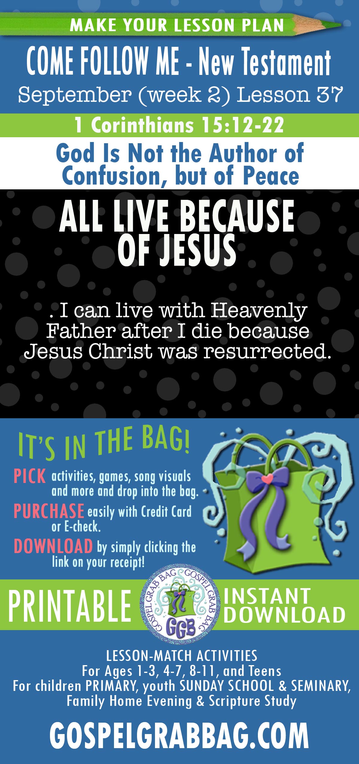 "God Is Not the Author of Confusion, but of Peace" New Testament Lesson 37 - September week 4 ACTIVITIES