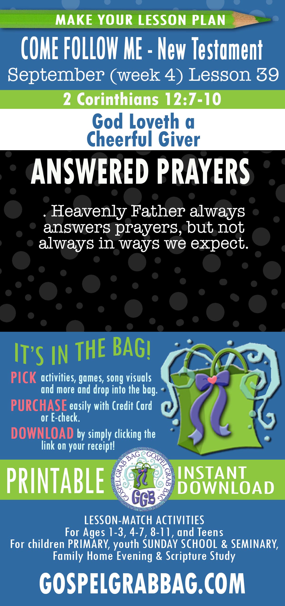 "God Loveth a Cheerful Giver" Primary Come Follow Me LESSON ACTIVITIES
