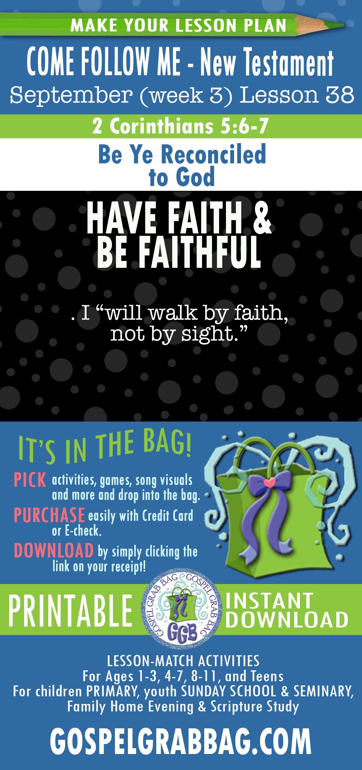 "Be Ye Reconciled to God" New Testament Lesson 38 - September week 3 ACTIVITIES