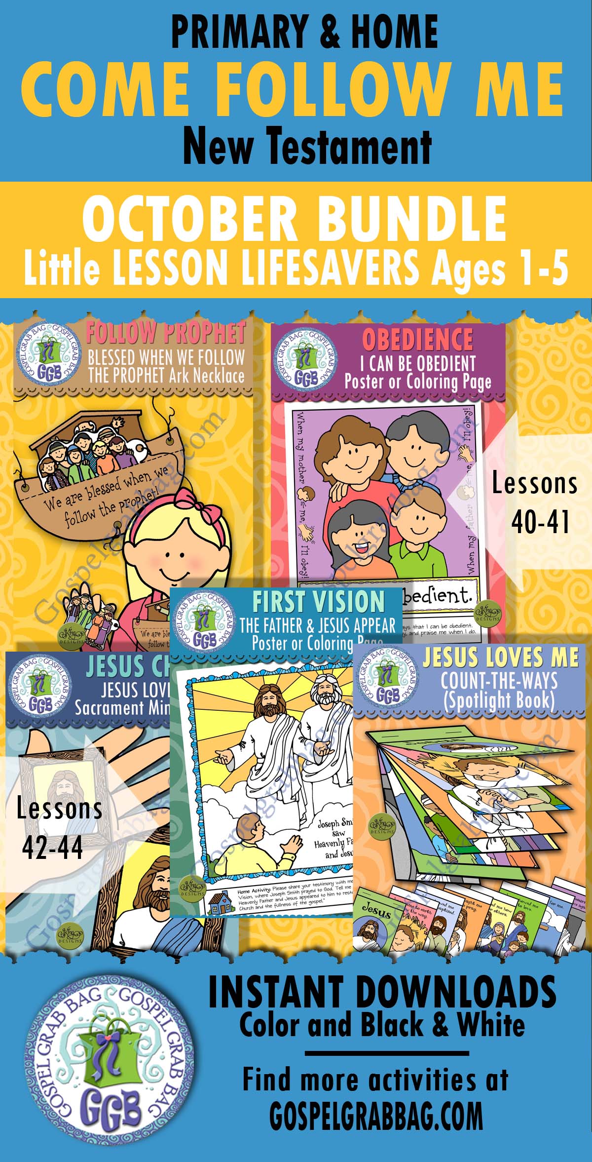 PRIMARY Ages 1-5 Activities For Come Follow Me, New Testament - October