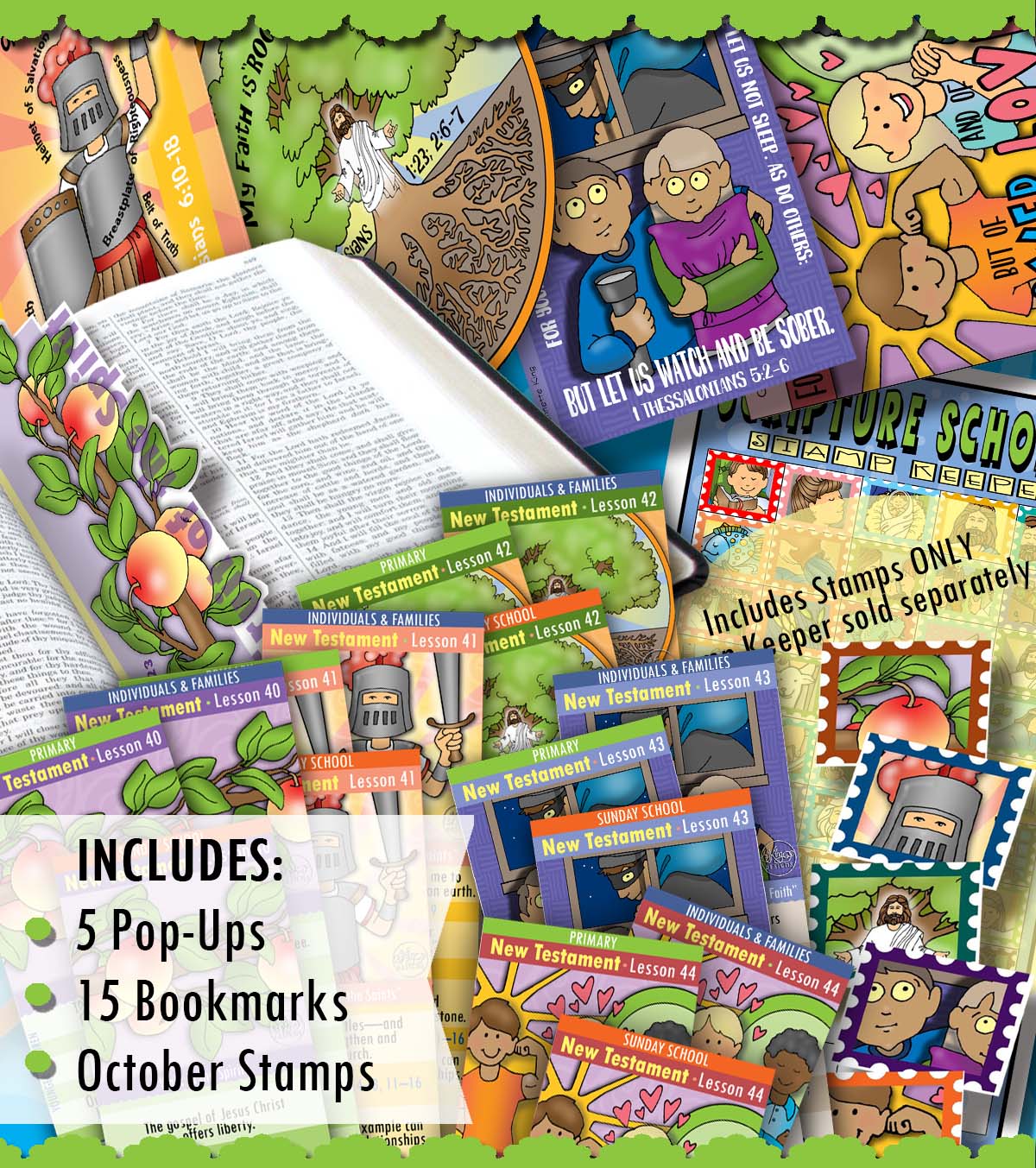 Scripture Scholars - October New Testament for Come Follow Me - bookmarks, pop-ups, and stamps