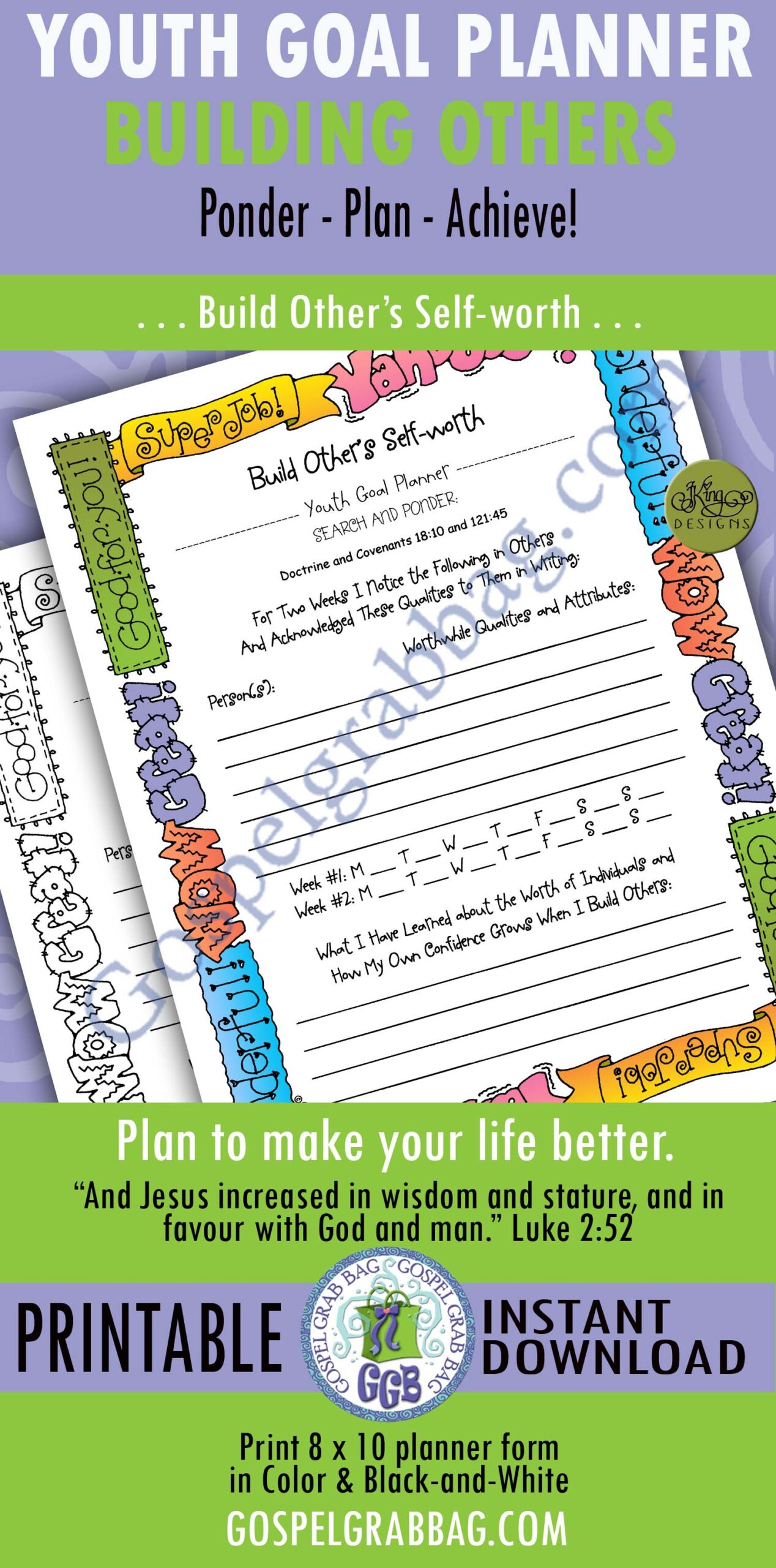 SELF-WORTH Youth Goal Planner "Build Other's Self-worth"