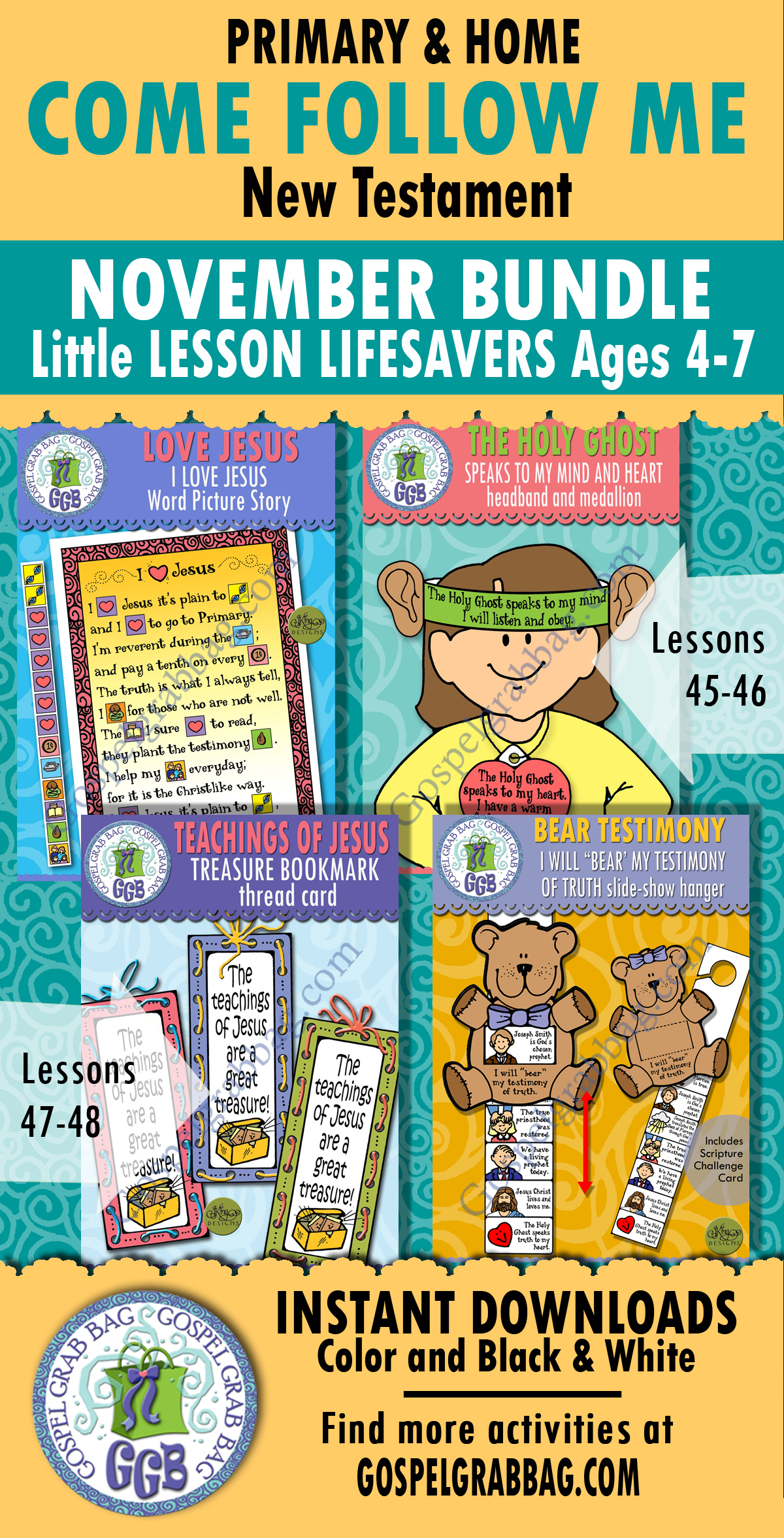 PRIMARY Ages 4-7 Activities For Come Follow Me, New Testament - November