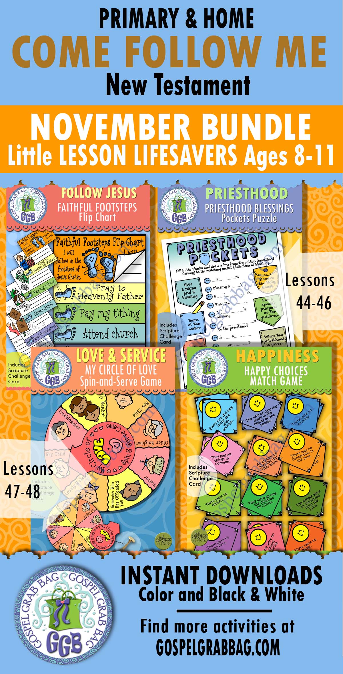 PRIMARY Ages 8-11 Activities For Come Follow Me, New Testament - November