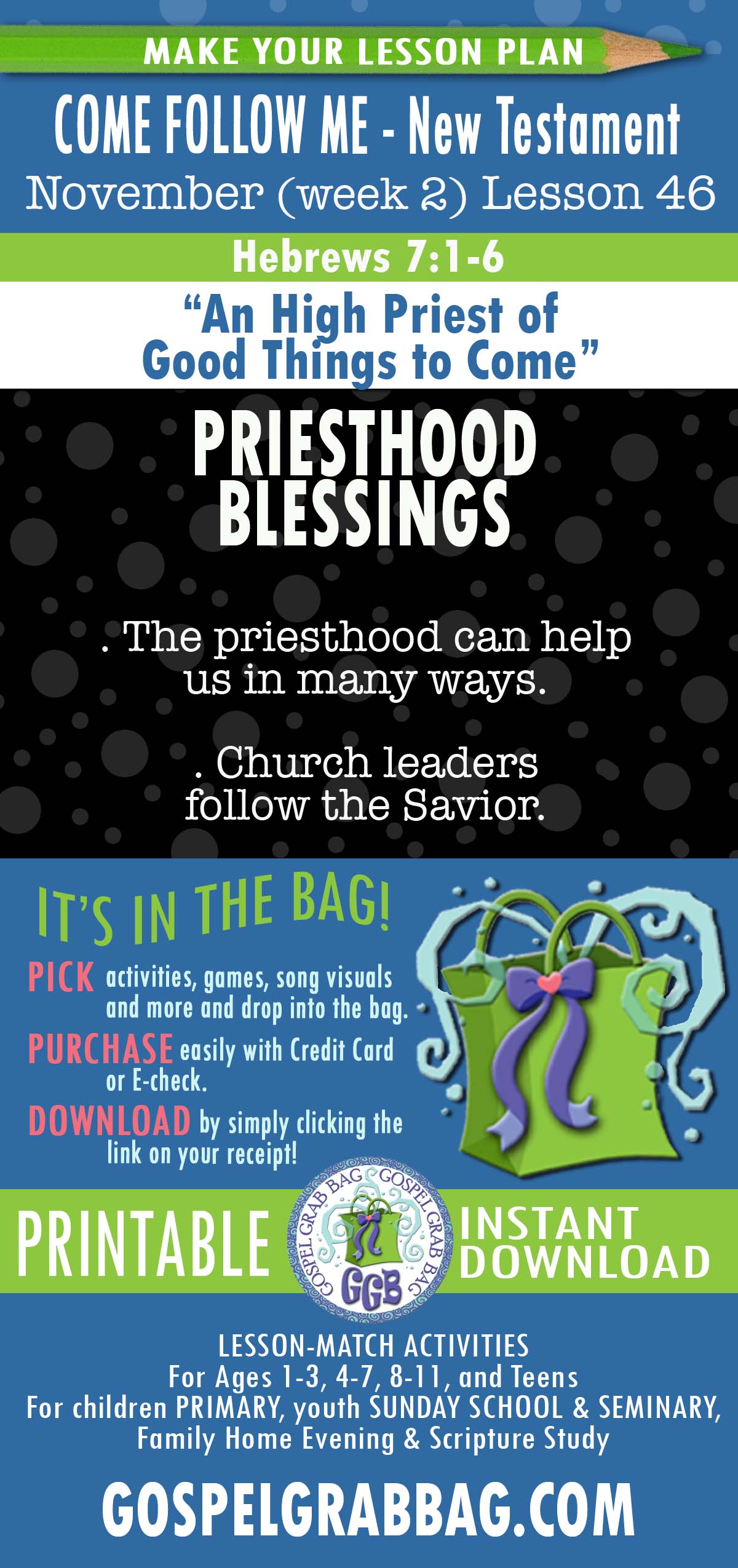 LESSON ACTIVITIES FOR “An High Priest of Good Things to Come”