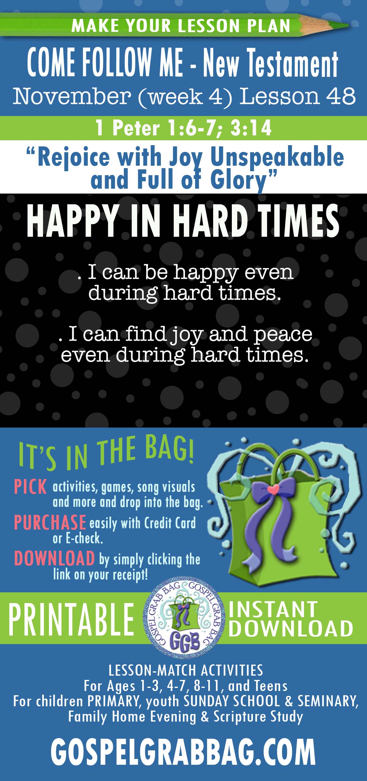 LESSON ACTIVITIES FOR “Rejoice with Joy Unspeakable and Full of Glory”