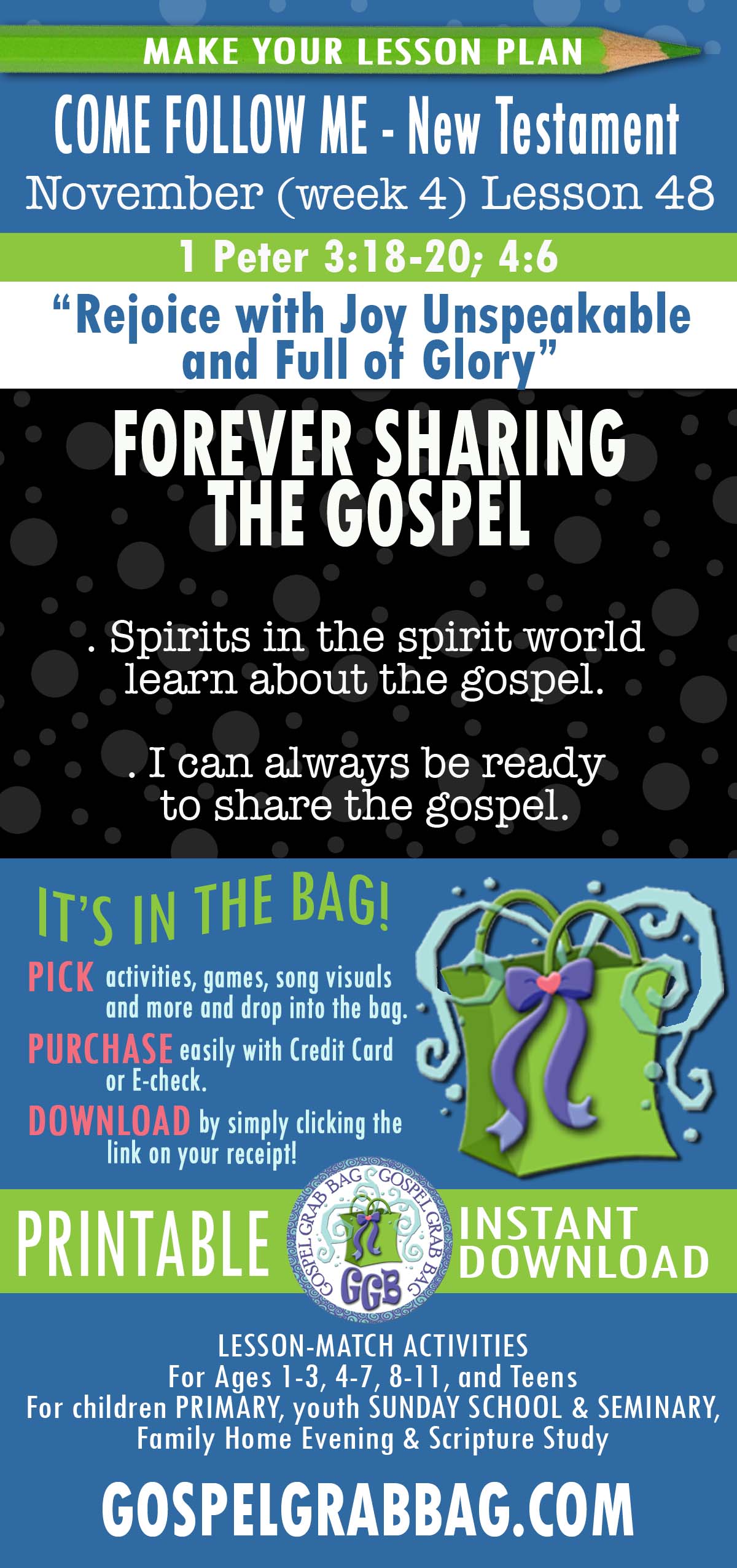 LESSON ACTIVITIES FOR “Rejoice with Joy Unspeakable and Full of Glory”