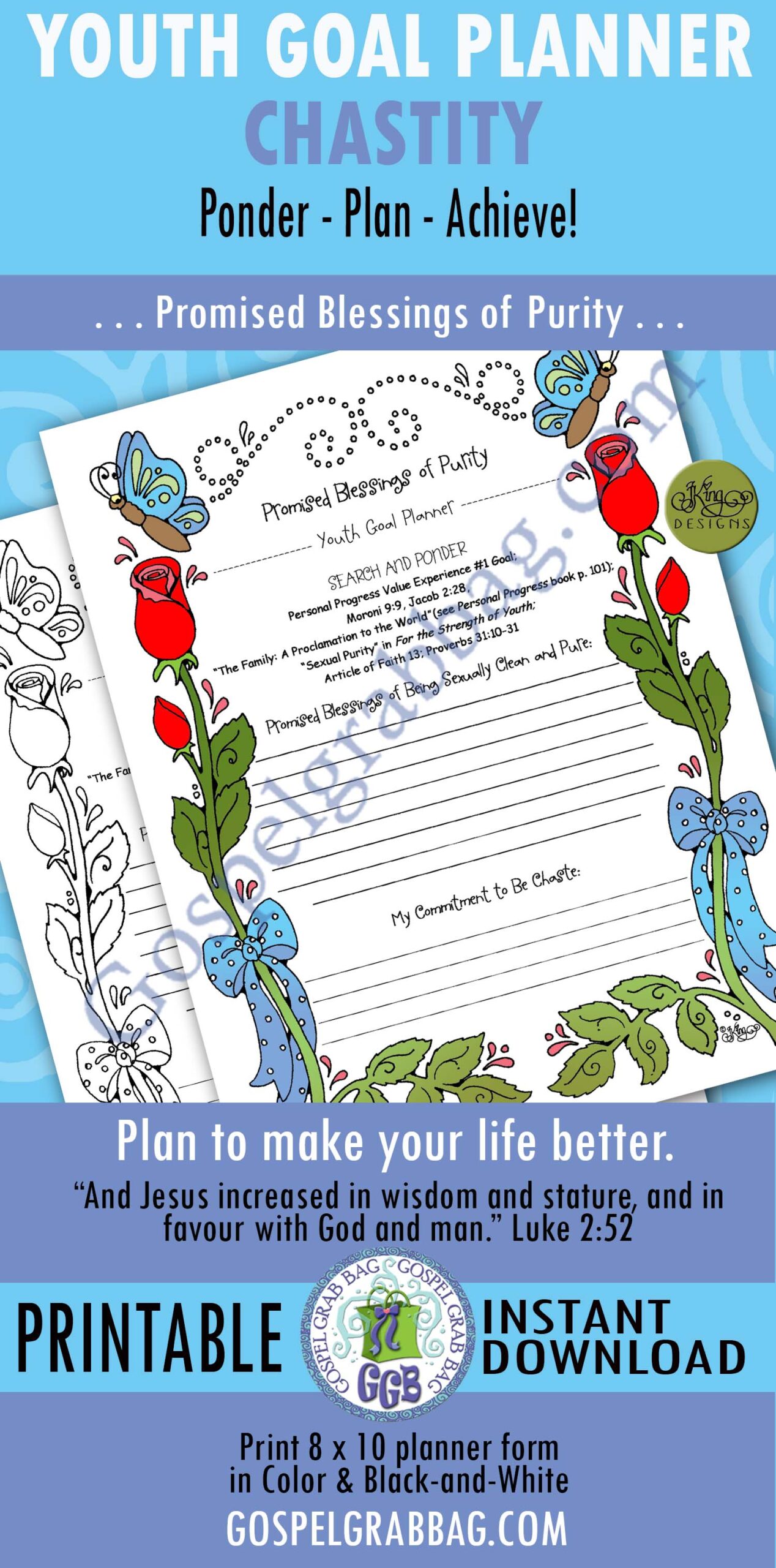 Virtue - Chastity PROMISED BLESSINGS Goal Planner