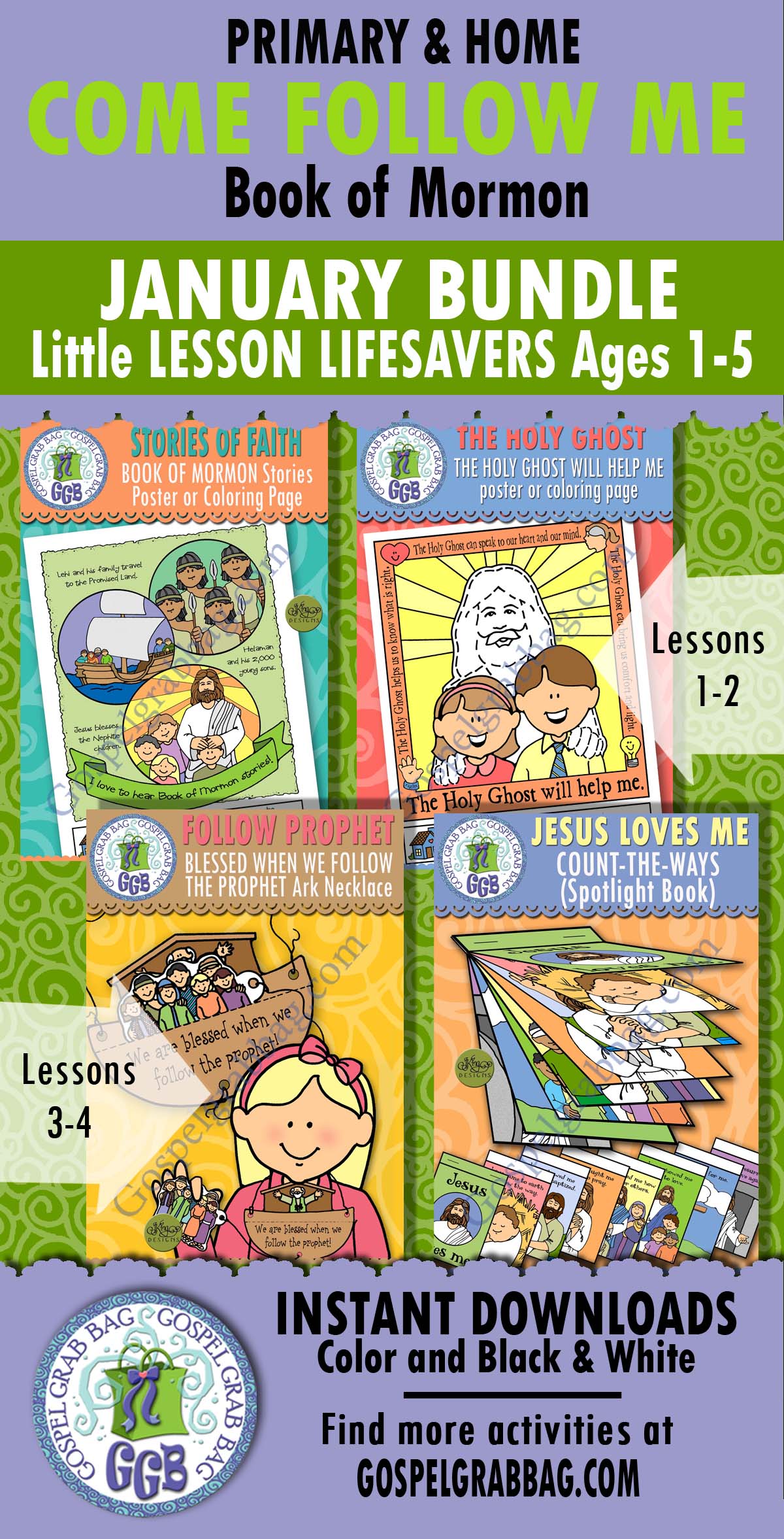 Book of Mormon - January - Ages 1-5 Lesson Activities for COME FOLLOW ME